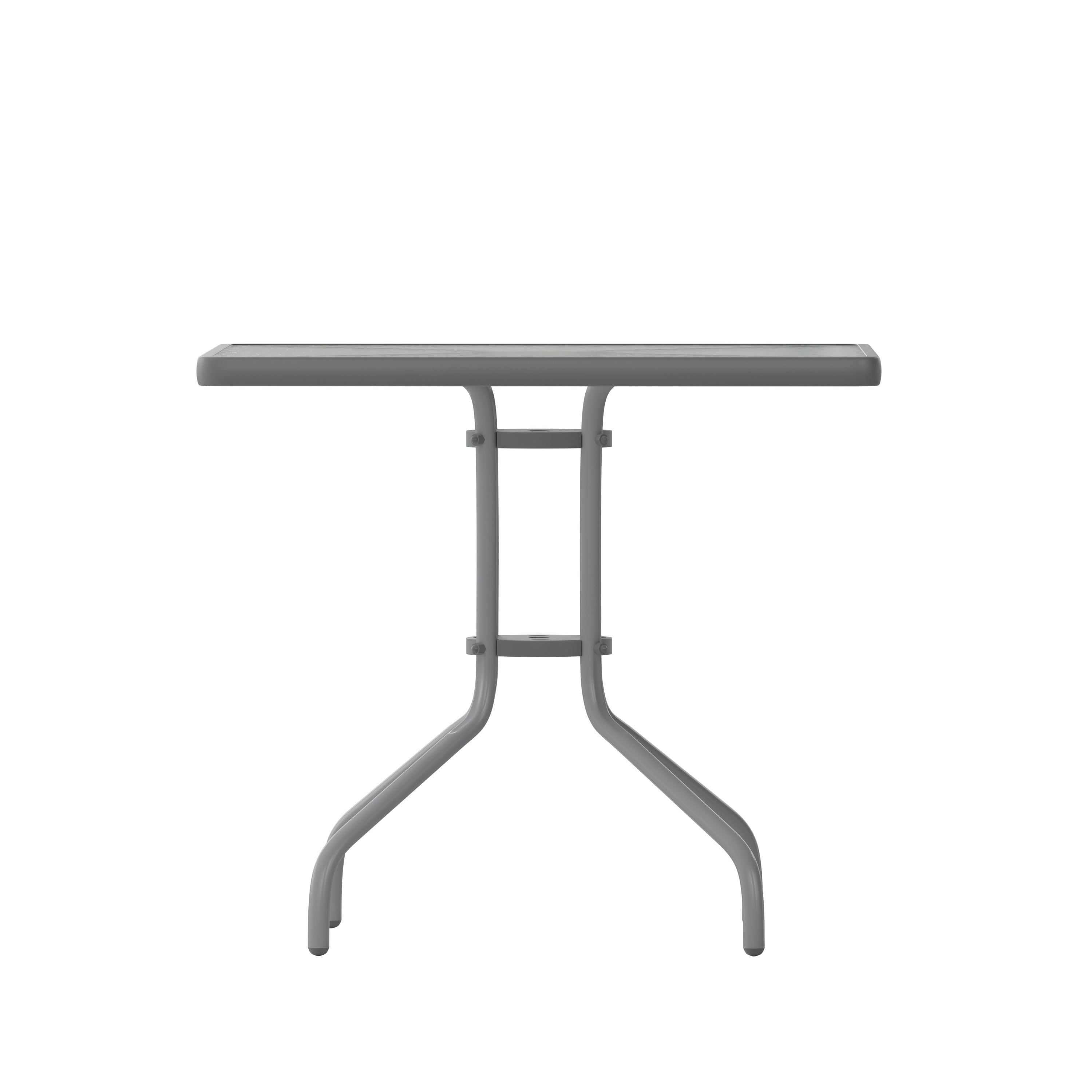 Barker 31.5'' Silver Square Tempered Glass Metal Table