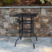 Barker 27.5" Square Black Tempered Glass Bar Height Metal Patio Bar Table