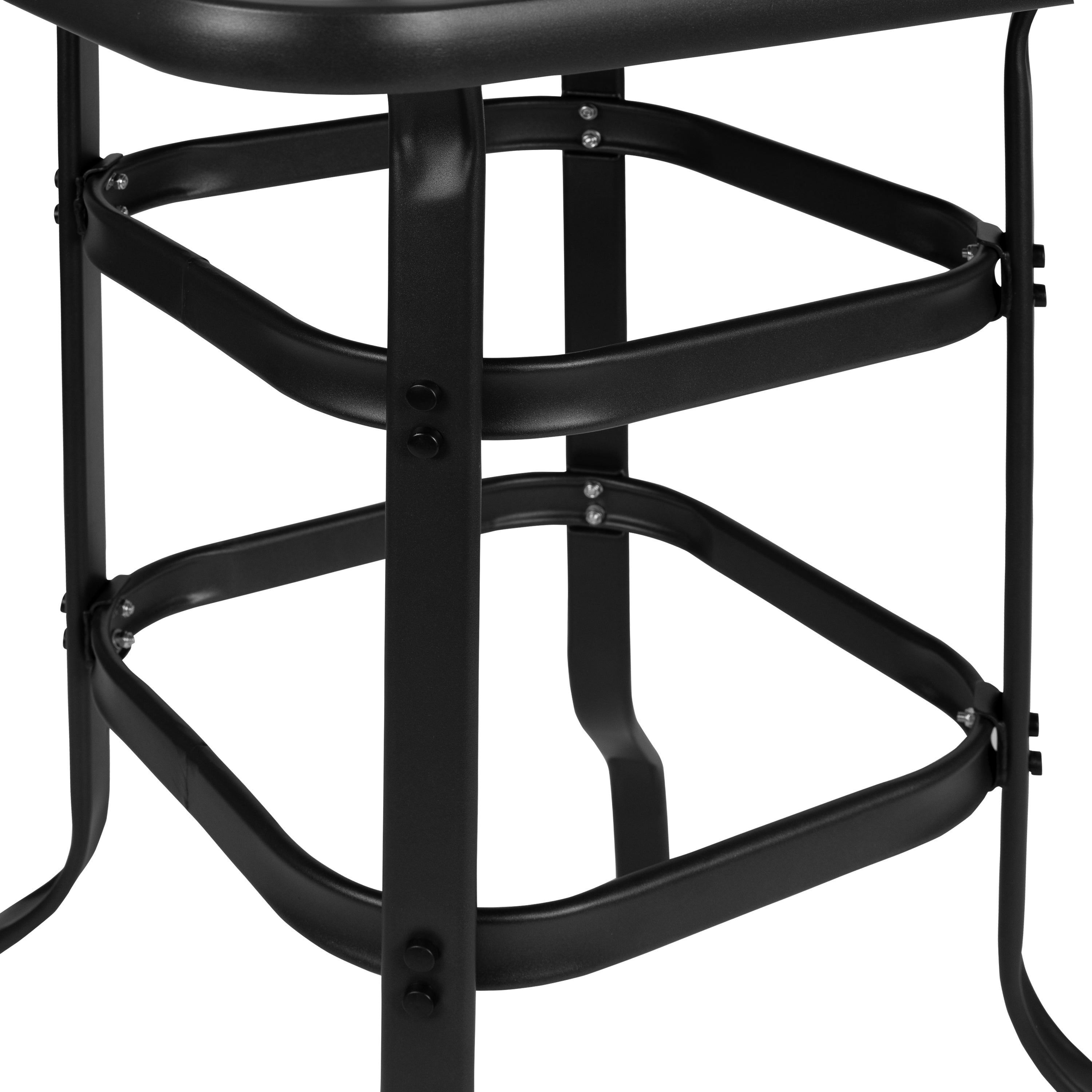 Brazos Outdoor Dining Set - 2-Person Bistro Set - Brazos Outdoor Glass Bar Table with Gray All-Weather Patio Stools