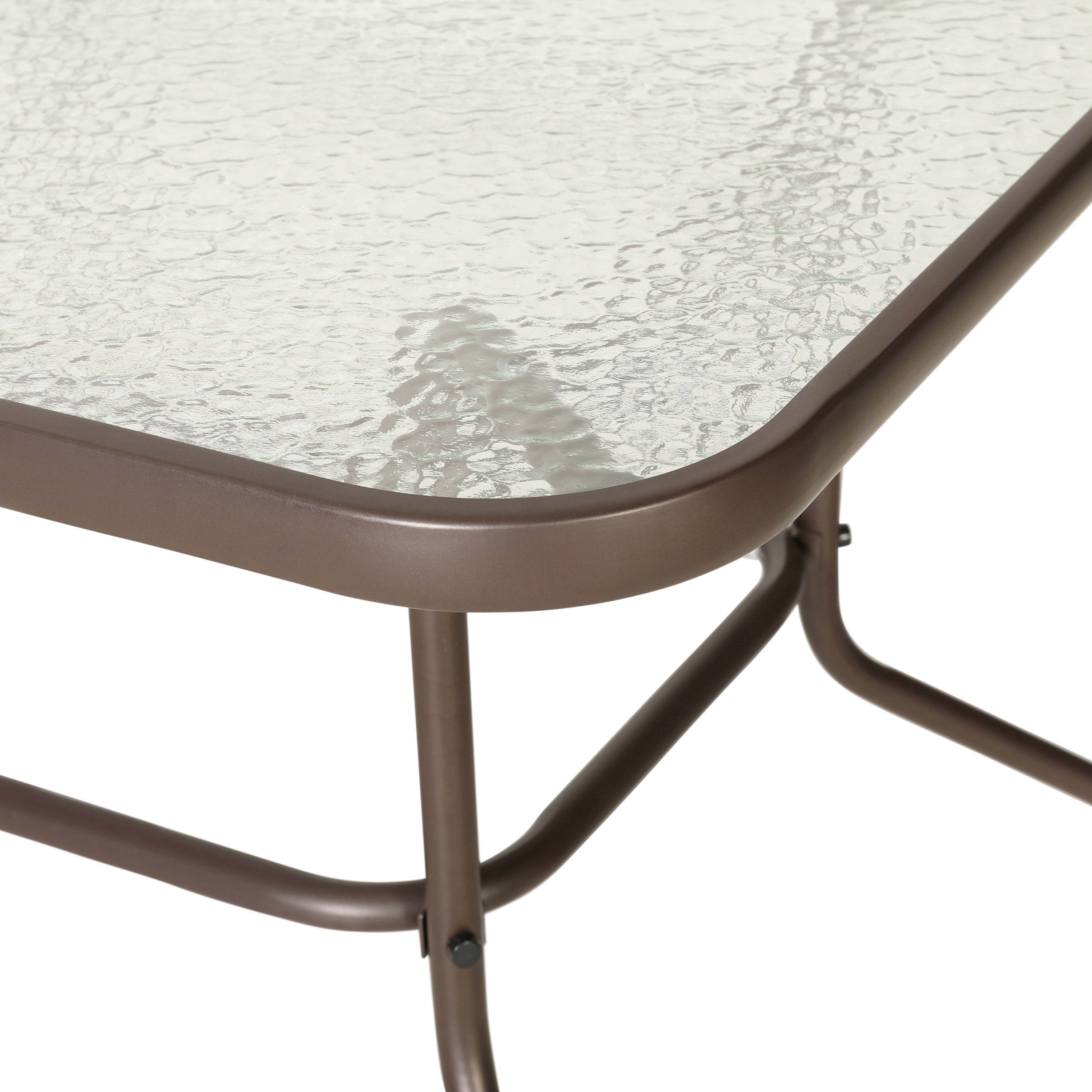 Tory 31.5" x 55" Bronze Rectangular Tempered Glass Metal Table with Umbrella Hole