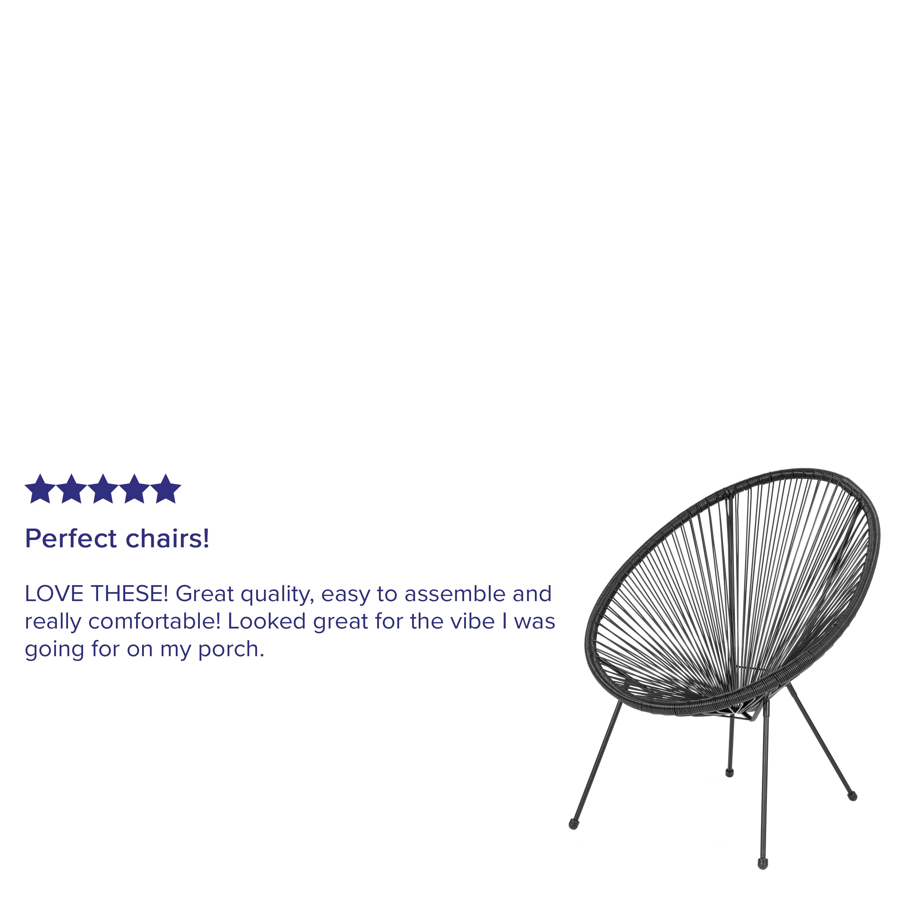 Valencia Oval Comfort Series Take Ten Black Papasan Lounge Chair