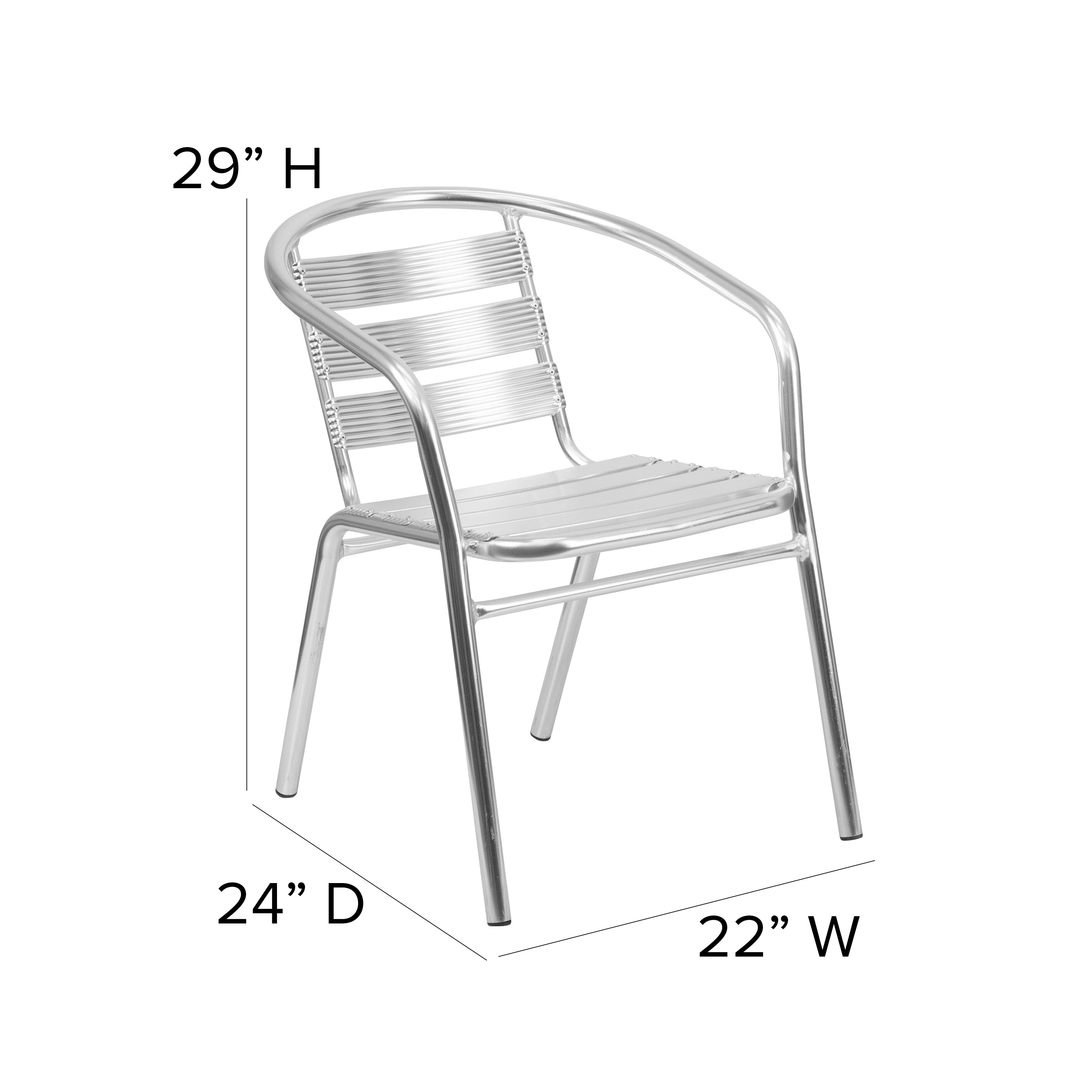 Lila Heavy Duty Commercial Aluminum Indoor-Outdoor Restaurant Stack Chair with Triple Slat Back