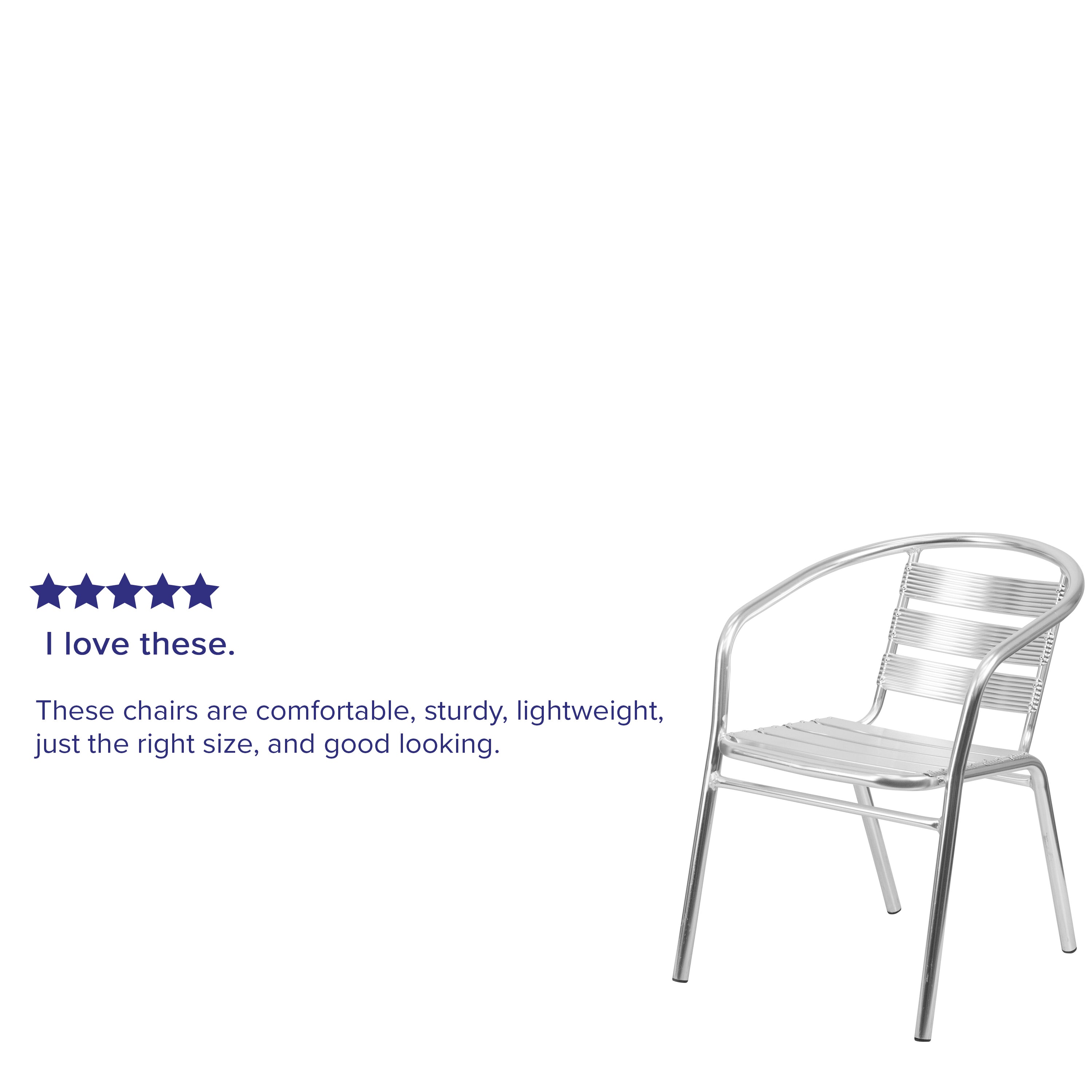Lila Heavy Duty Commercial Aluminum Indoor-Outdoor Restaurant Stack Chair with Triple Slat Back