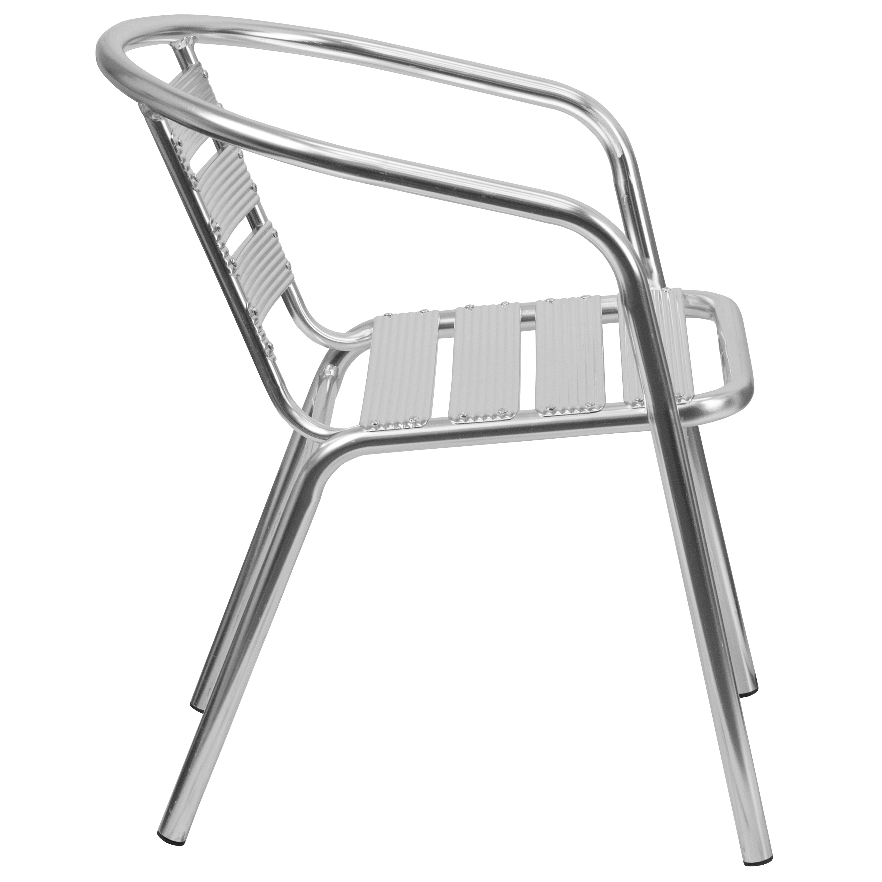 Lila Heavy Duty Commercial Aluminum Indoor-Outdoor Restaurant Stack Chair with Triple Slat Back
