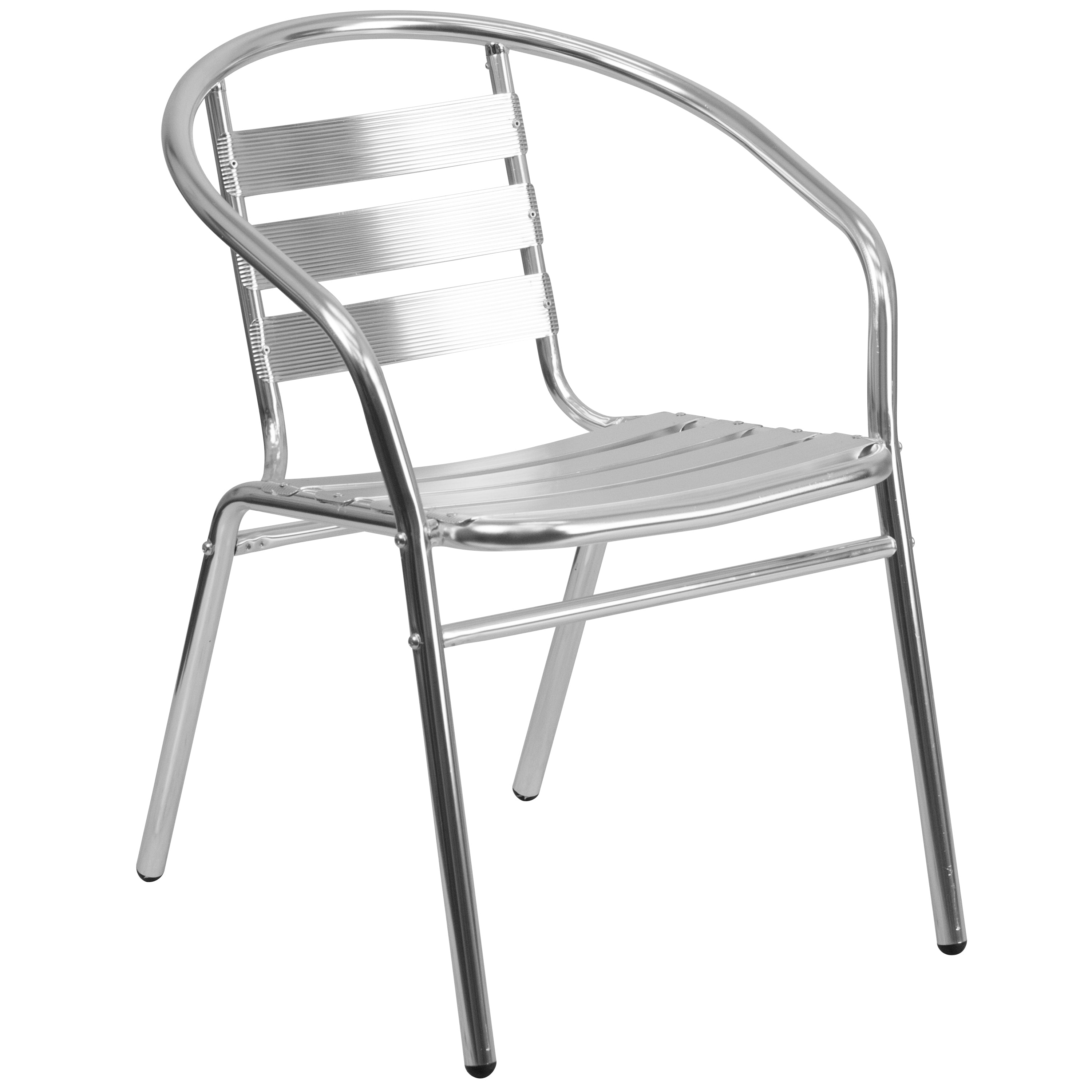 Lila 23.5'' Round Aluminum Indoor-Outdoor Table Set with 2 Slat Back Chairs