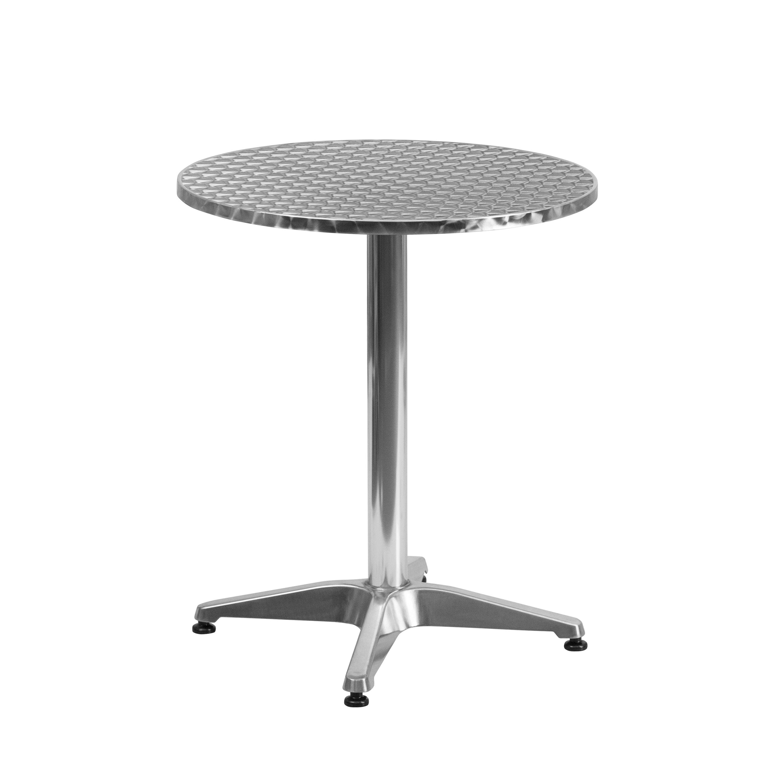 Lila 23.5'' Round Aluminum Indoor-Outdoor Table Set with 4 Black Rattan Chairs
