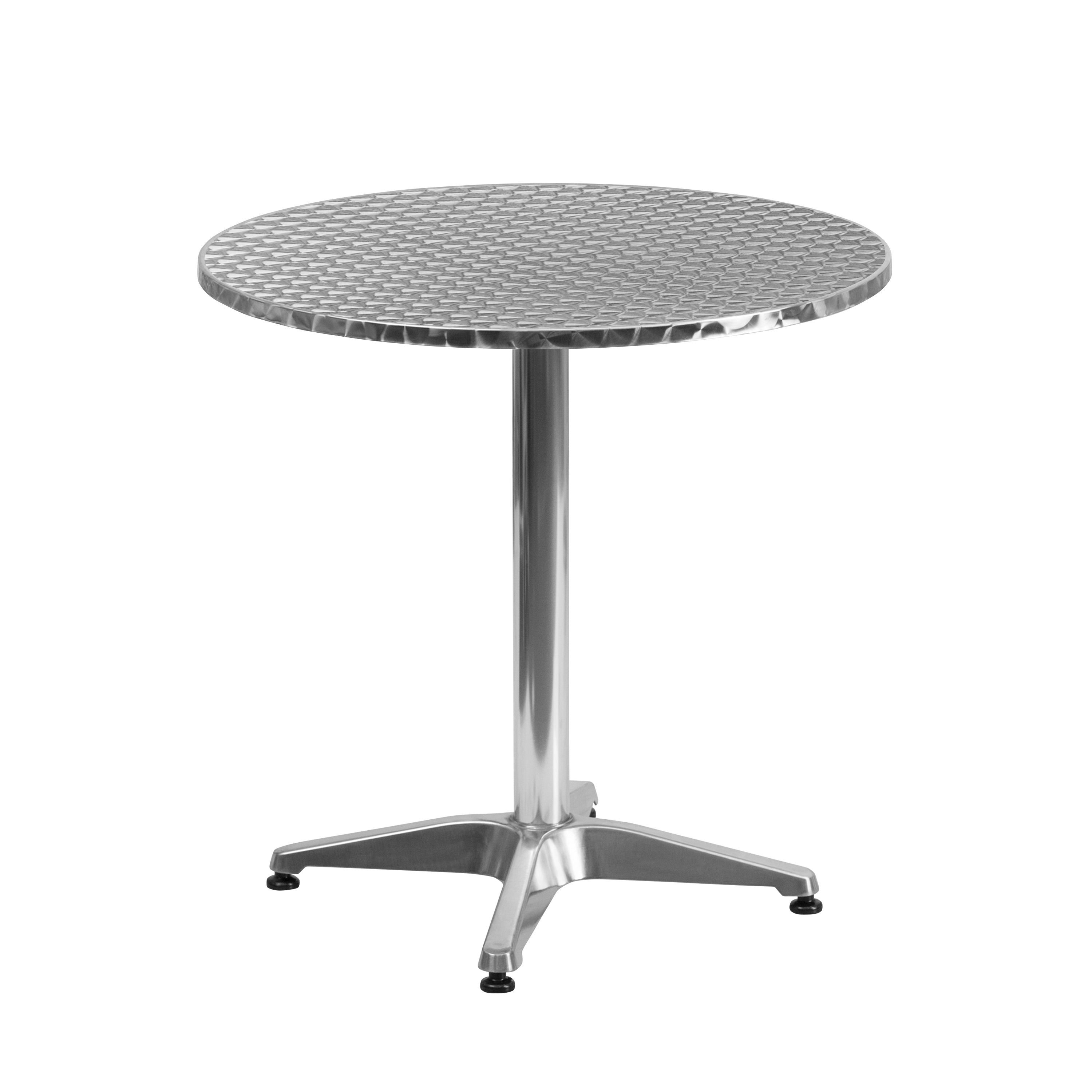 Lila 27.5'' Round Aluminum Indoor-Outdoor Table Set with 2 Black Rattan Chairs