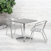 Lila 27.5'' Square Aluminum Indoor-Outdoor Table Set with 2 Slat Back Chairs