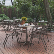Lila 27.5'' Bronze Square Aluminum Indoor-Outdoor Table Set with 4 Bronze Slat Back Chairs