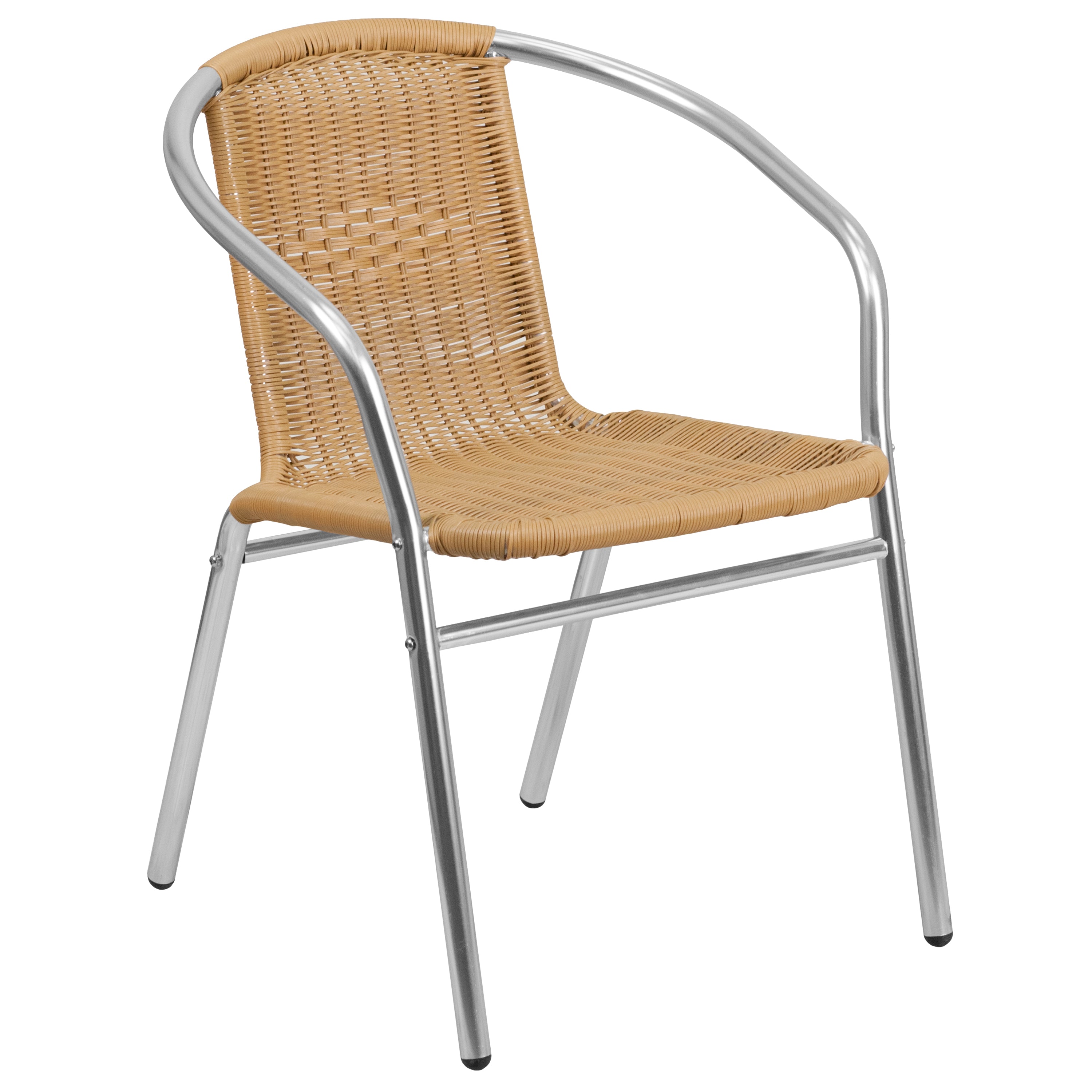 Lila 27.5'' Square Aluminum Indoor-Outdoor Table Set with 2 Beige Rattan Chairs