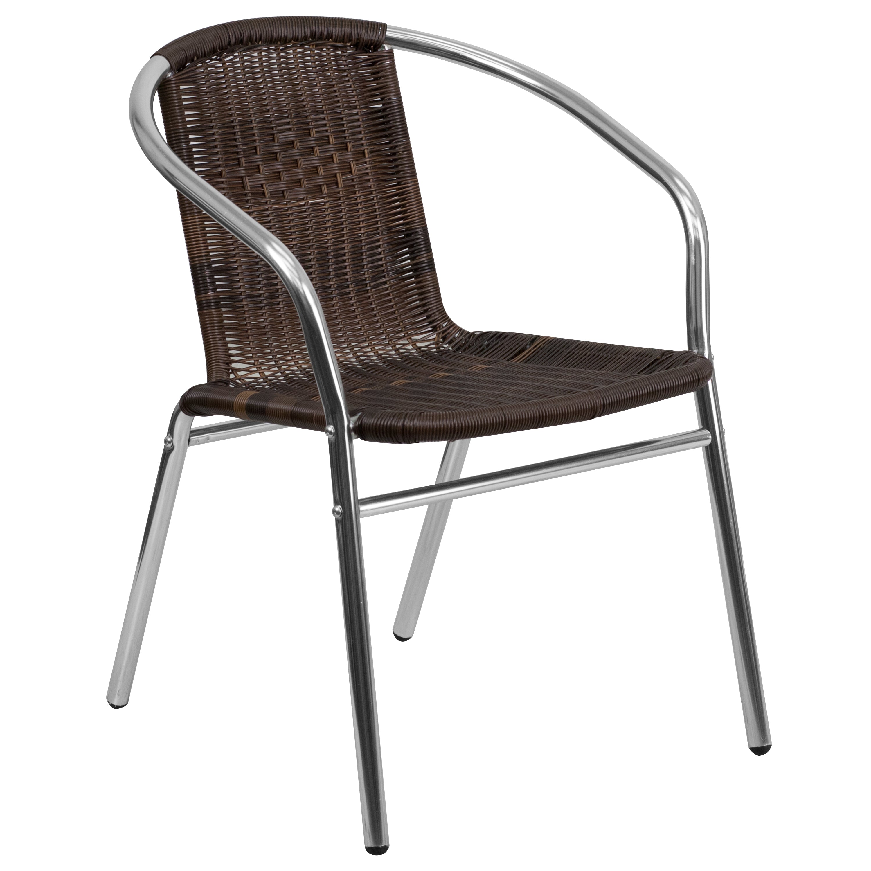 Lila 27.5'' Square Aluminum Indoor-Outdoor Table Set with 4 Dark Brown Rattan Chairs
