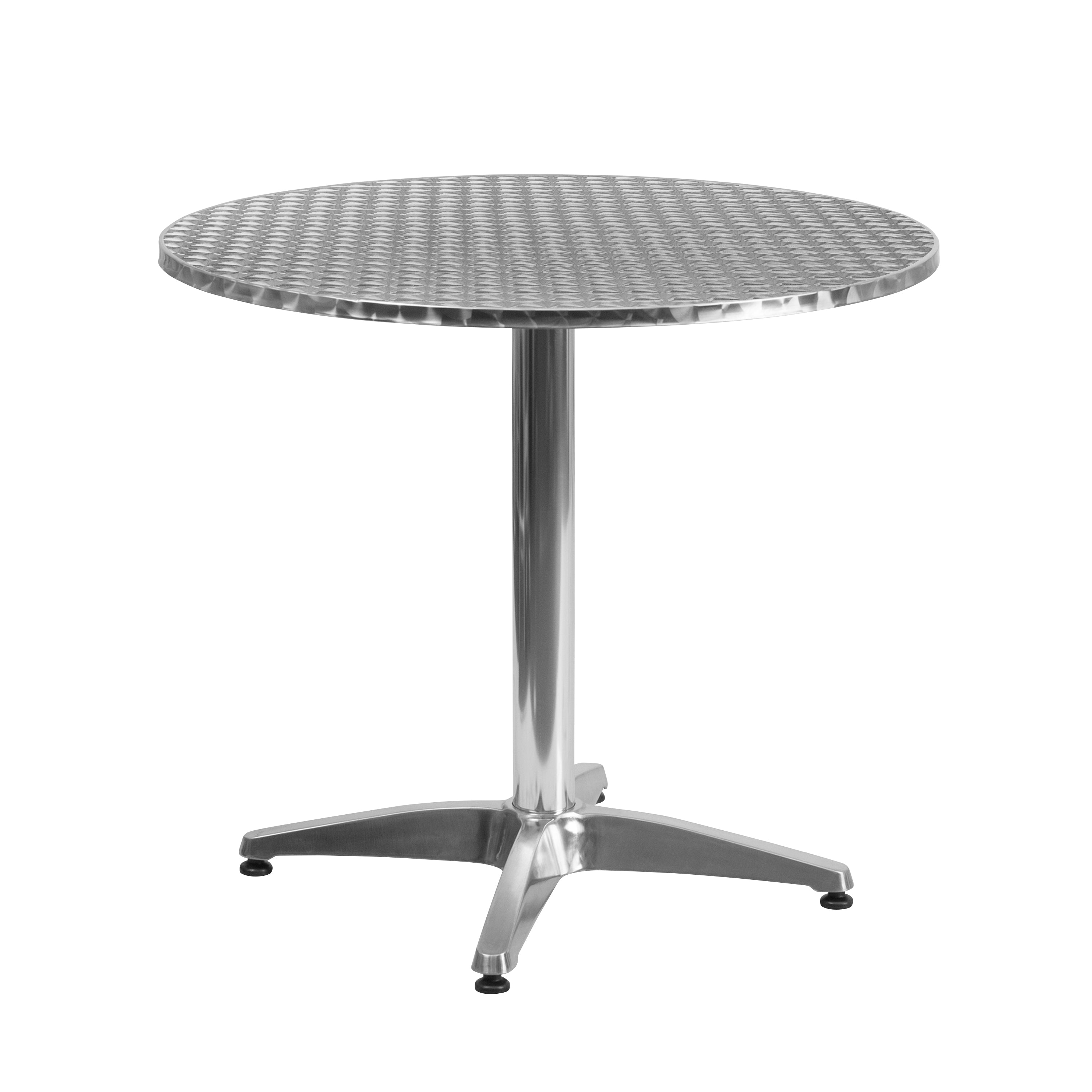 Lila 31.5'' Round Aluminum Indoor-Outdoor Table Set with 4 Slat Back Chairs