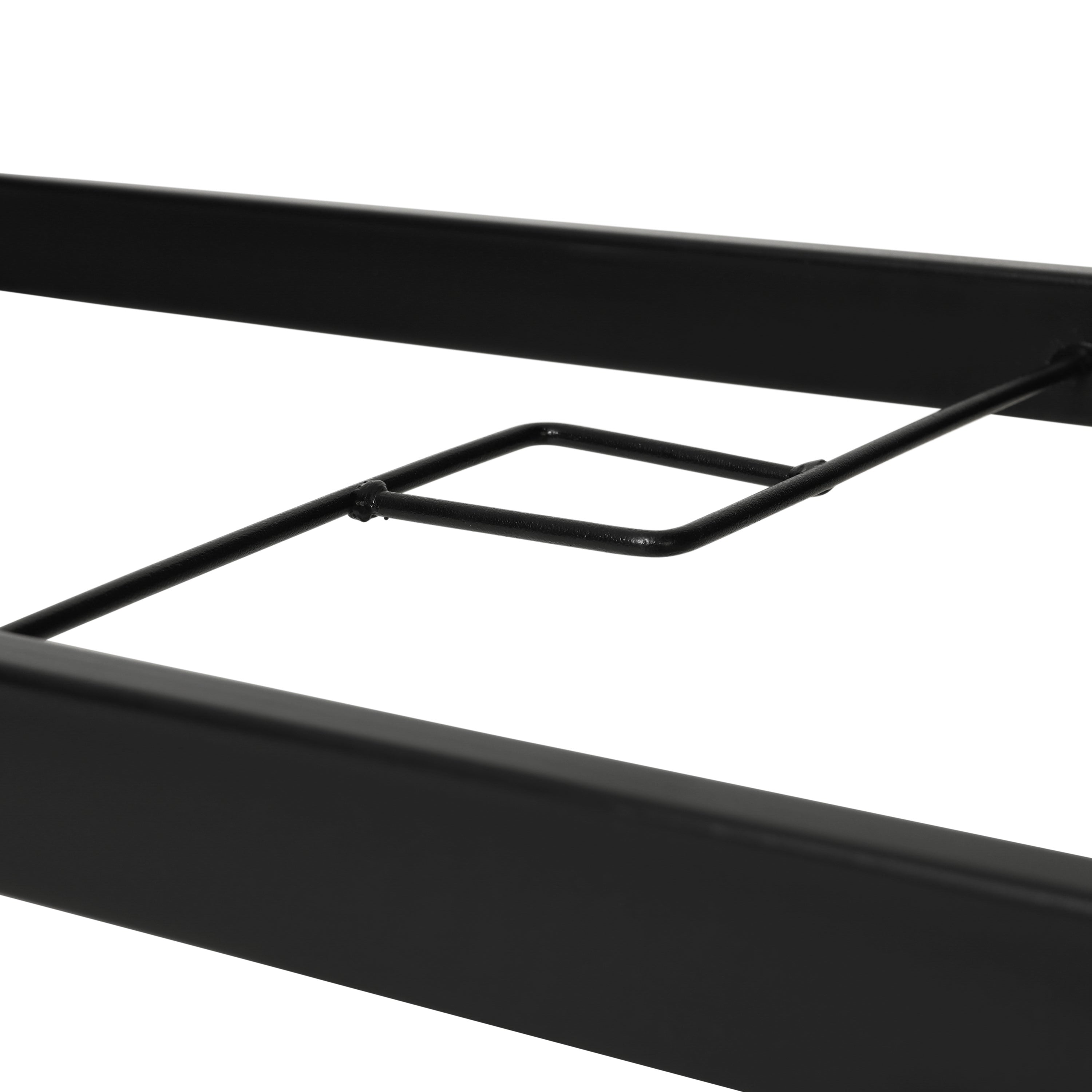 Tory Commercial Grade 35" x 59" Rectangular Patio Table with Tempered Glass Top with Umbrella Hole and Steel Tube Frame in Black
