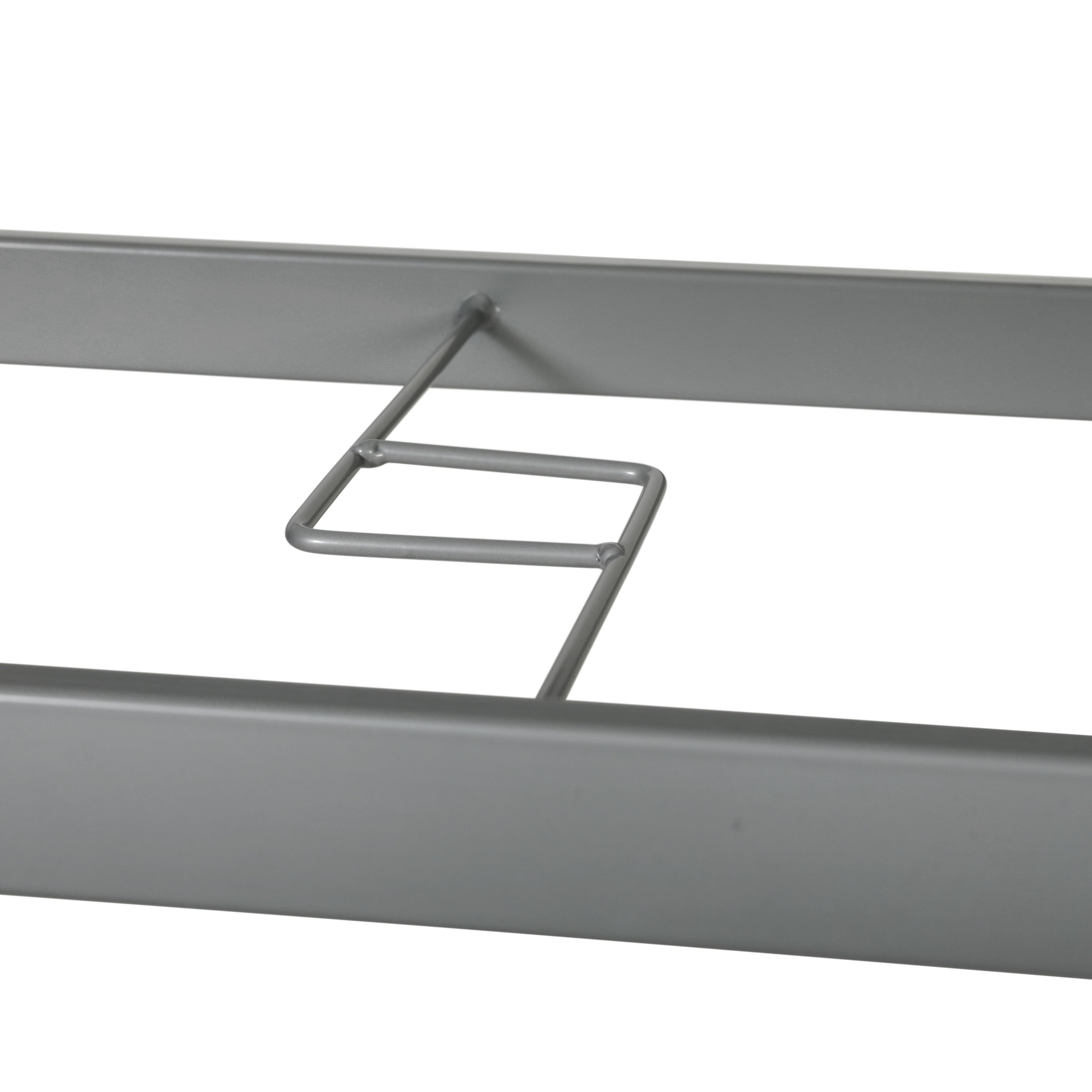Tory Commercial Grade 35" x 59" Rectangular Patio Table with Tempered Glass Top with Umbrella Hole and Steel Tube Frame in Silver
