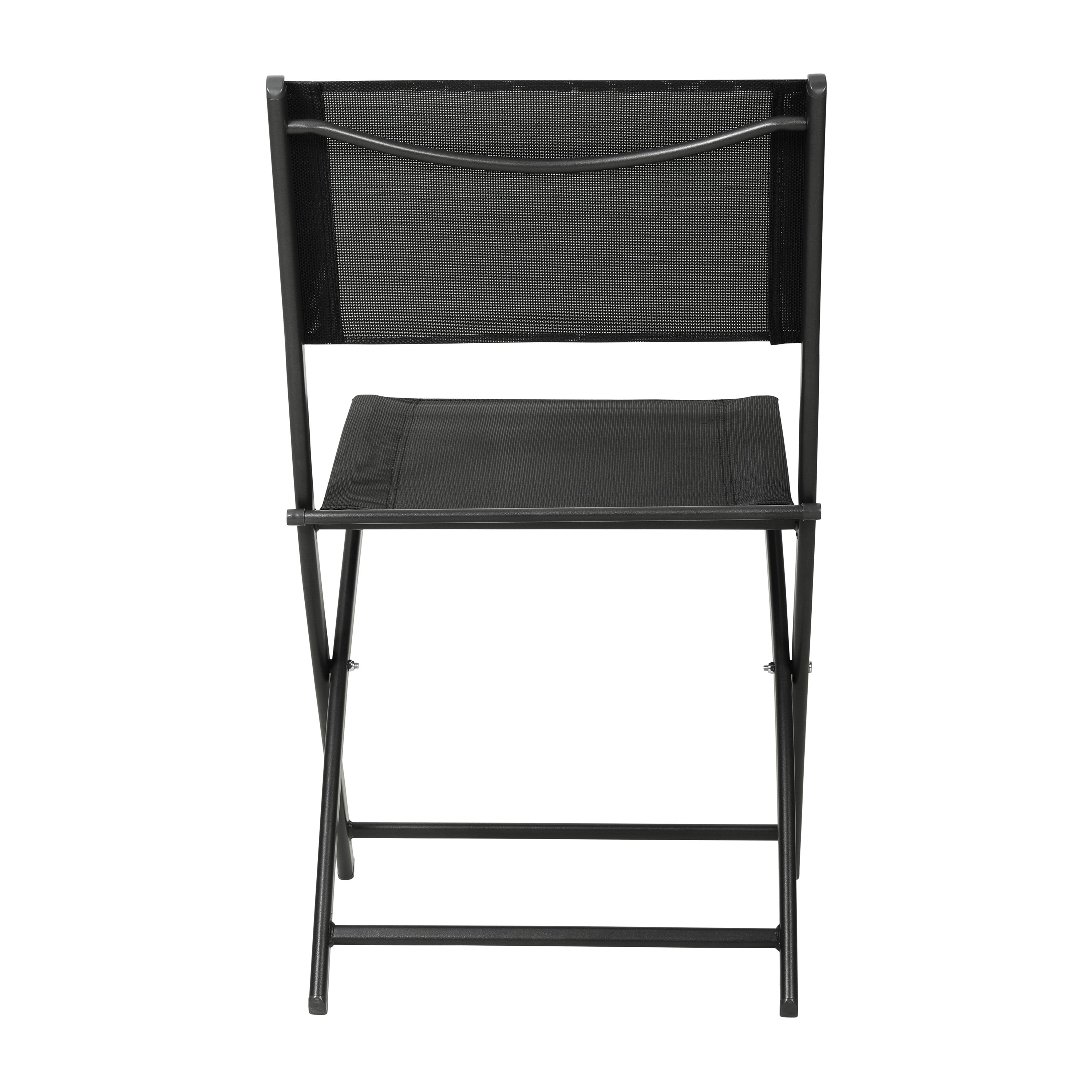 Brazos Set of 2 Commercial Grade Indoor/Outdoor Folding Chairs with Black Flex Comfort Material Backs and Seats and Black Metal Frames
