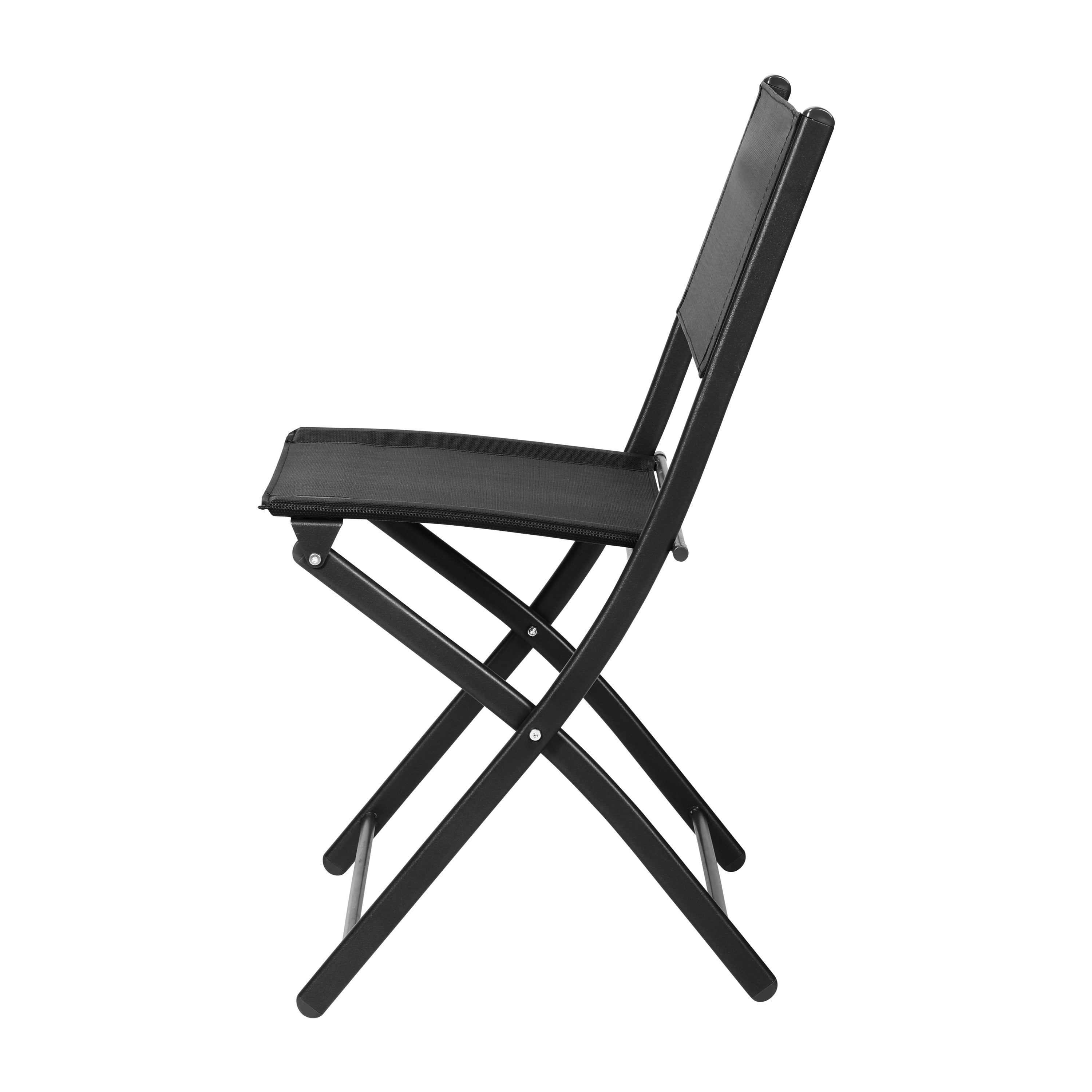 Brazos Set of 2 Commercial Grade Indoor/Outdoor Folding Chairs with Black Flex Comfort Material Backs and Seats and Black Metal Frames