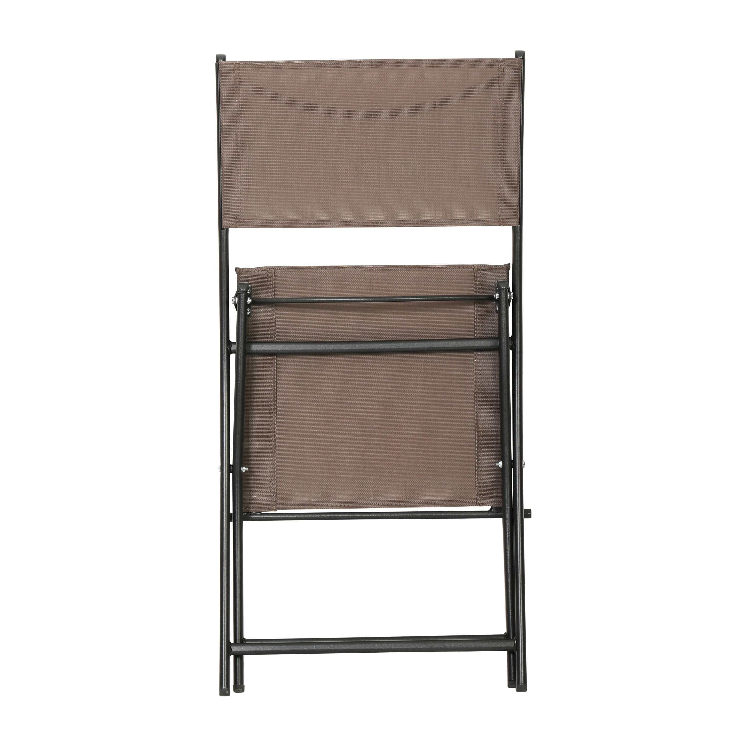 Brazos Set of 2 Commercial Grade Indoor/Outdoor Folding Chairs with Brown Flex Comfort Material Backs and Seats and Black Metal Frames