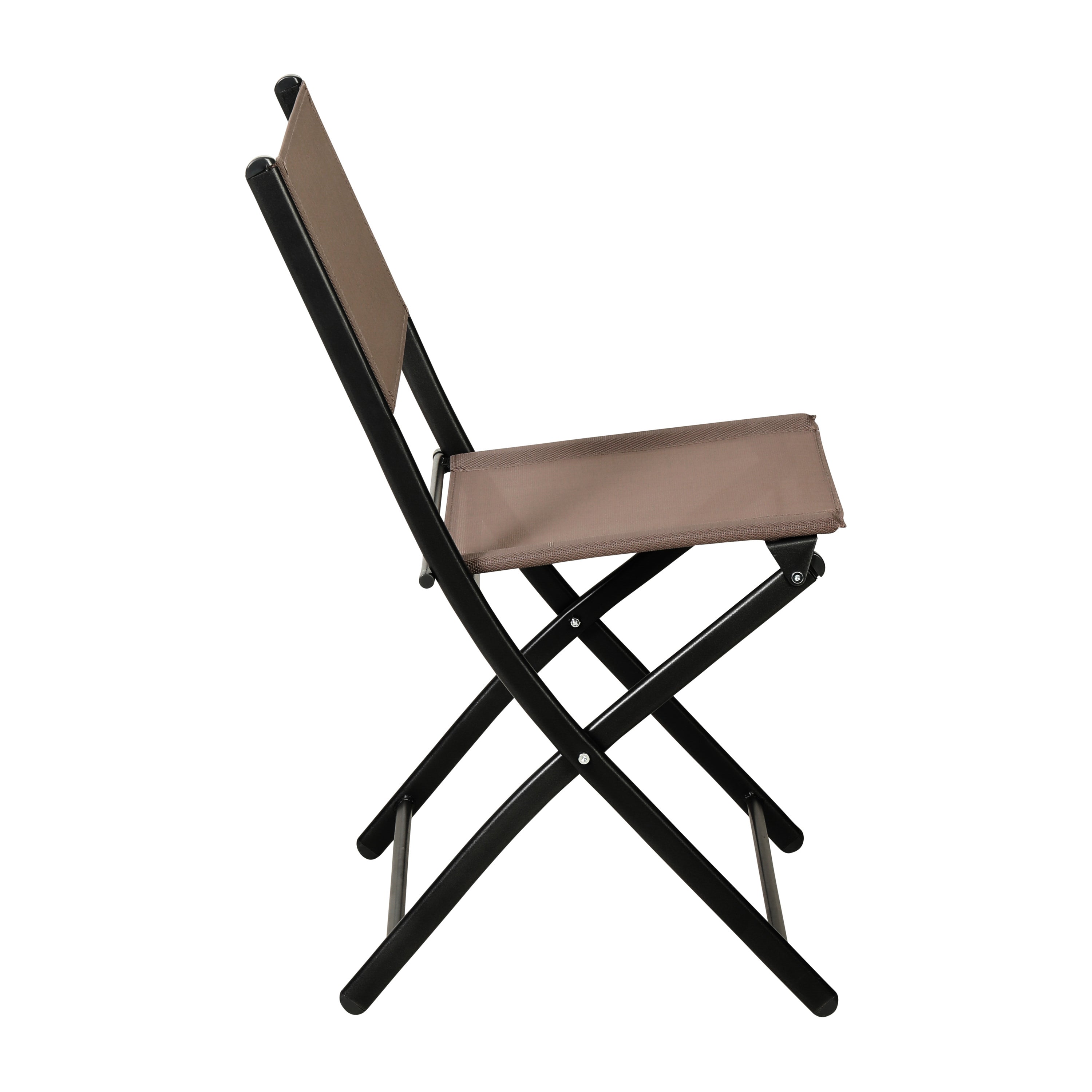 Brazos Set of 2 Commercial Grade Indoor/Outdoor Folding Chairs with Brown Flex Comfort Material Backs and Seats and Black Metal Frames