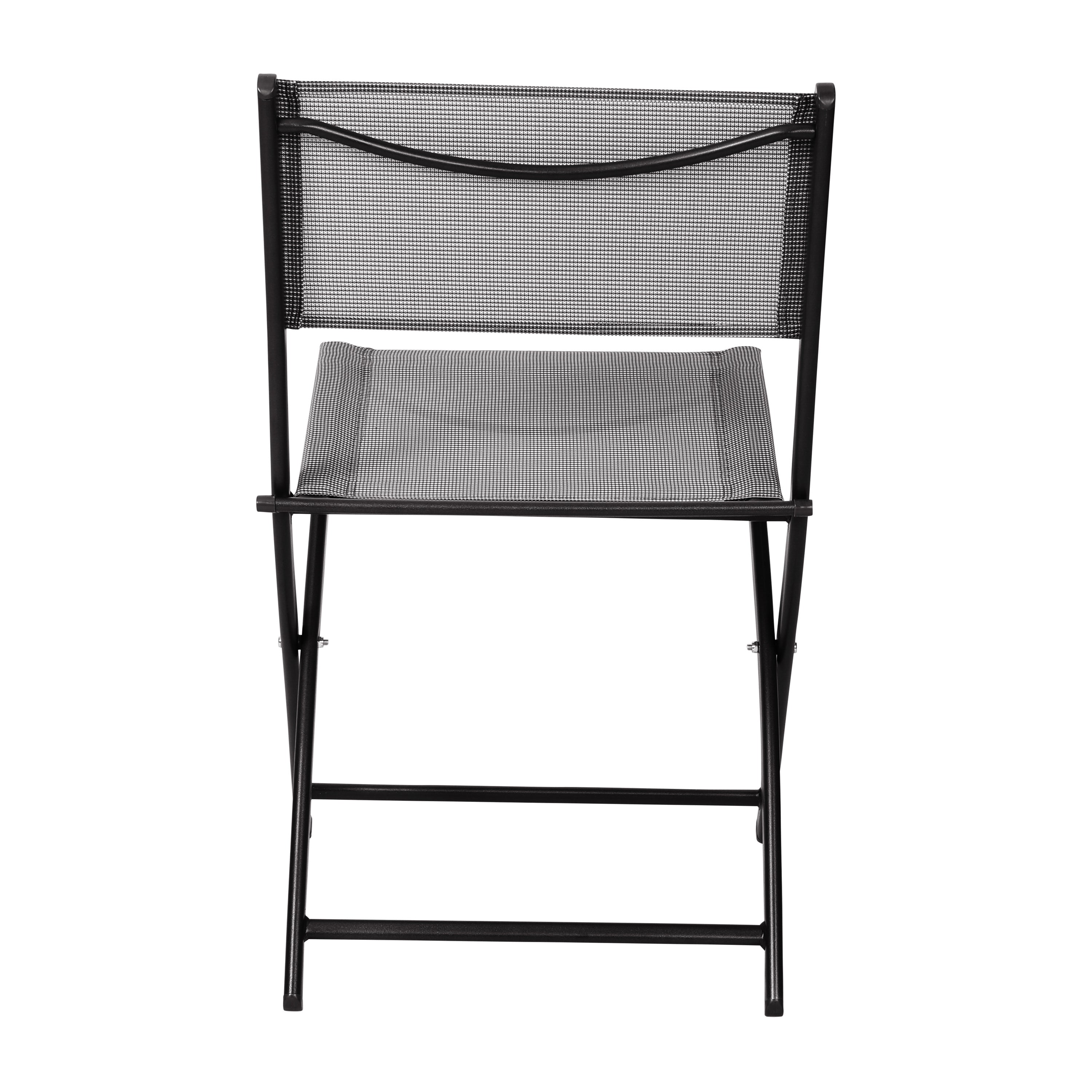 Brazos Set of 2 Commercial Grade Indoor/Outdoor Folding Chairs with Gray Flex Comfort Material Backs and Seats and Black Metal Frames
