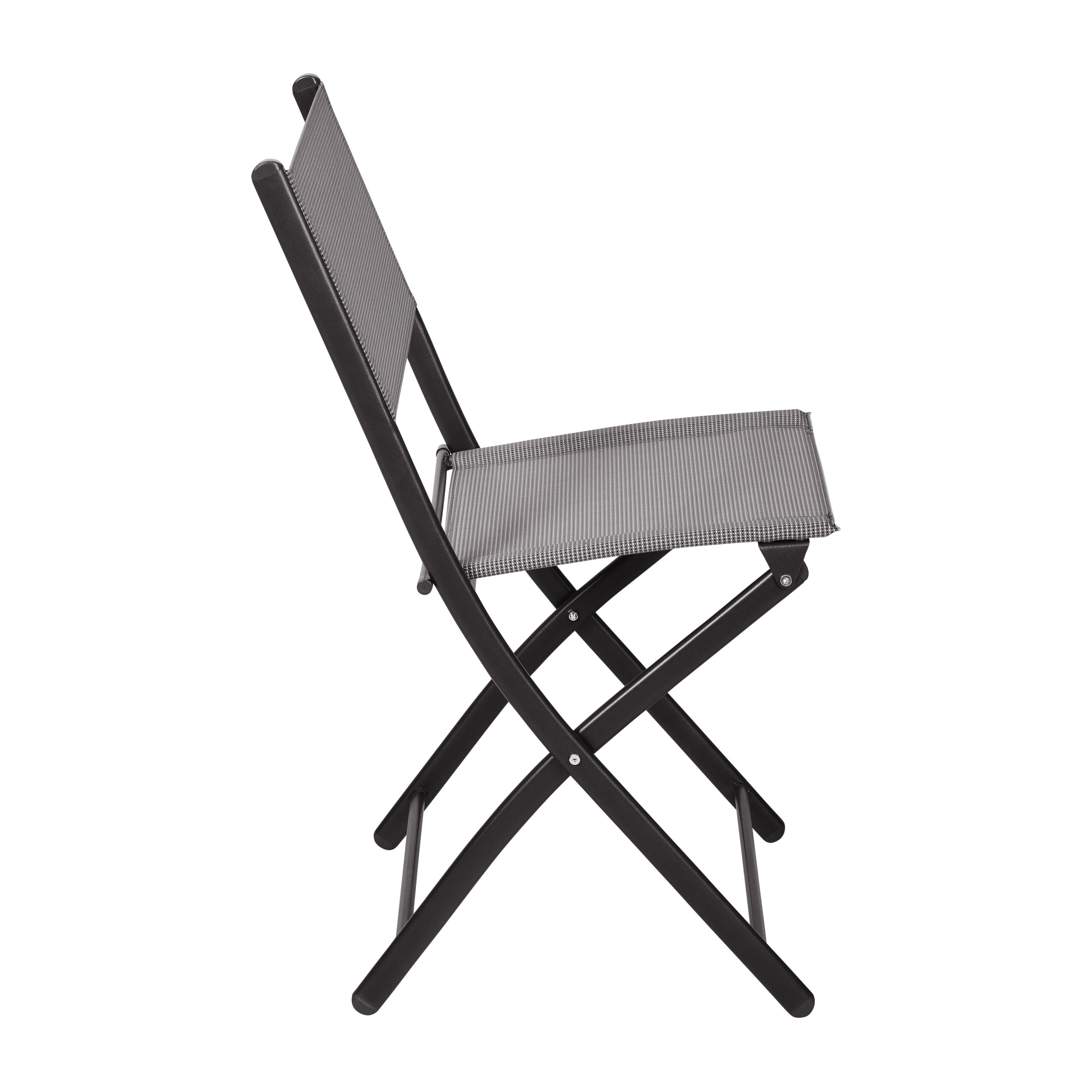 Brazos Set of 2 Commercial Grade Indoor/Outdoor Folding Chairs with Gray Flex Comfort Material Backs and Seats and Black Metal Frames