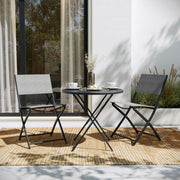 Brazos Set of 2 Commercial Grade Indoor/Outdoor Folding Chairs with Gray Flex Comfort Material Backs and Seats and Black Metal Frames