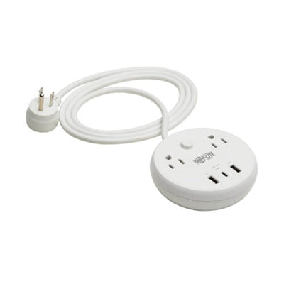 Eaton Tripp Lite Series Safe-IT 57W 2-Outlet Surge Protector - 5-15R Outlets, 3 USB Ports, 8 ft. (2.4 m) Cord, 300 Joules, Antimicrobial Protection, White