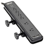 Tripp Lite by Eaton Safe-IT 6-Outlet Surge Protector 2 USB Charging Ports 8 ft. Cord 5-15P Plug 2100 Joules Antimicrobial Protection Black