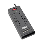 Tripp Lite by Eaton 8-Outlet Surge Protector with 4 USB Ports (4.2A Shared) - 6 ft. (1.83 m) Cord 1800 Joules Black