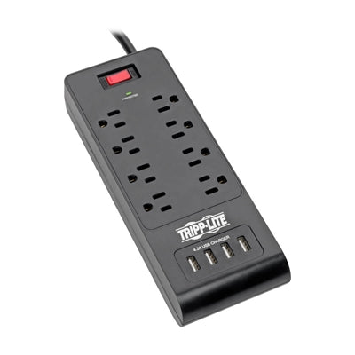 Tripp Lite by Eaton 8-Outlet Surge Protector with 4 USB Ports (4.2A Shared) - 6 ft. (1.83 m) Cord 1800 Joules Black
