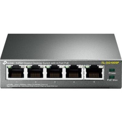 TP-Link TL-SG1005P, 5 Port Gigabit PoE Switch, 4 PoE+ Ports @65W, Desktop, Plug & Play, Sturdy Metal W/ Shielded Ports, Fanless, QoS & IGMP Snooping