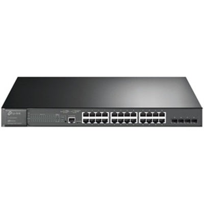TP-Link - 28-Port Gigabit L2+ Managed Switch with 24-Port PoE+ - 25 Ports - Manageable - Gigabit Ethernet - Black