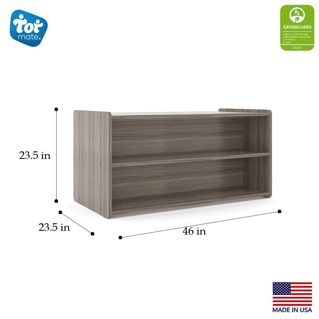 Toddler Shelf Storage, Ready-To-Assemble, Shadow Elm Gray, 23.5"H x 46"W x 23.5"D