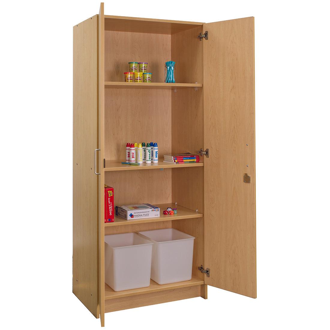 Double-Door Tall Cabinet, Ready-To-Assemble, Maple/Maple, 72"H x 30"W x 20.5"D