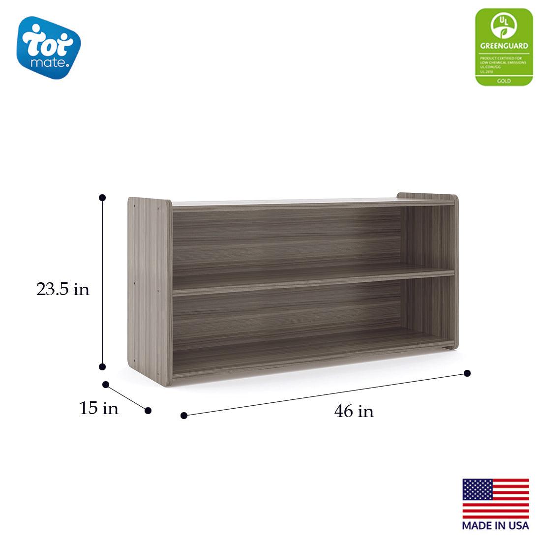 Toddler Shelf Storage, Assembled, Shadow Elm Gray, 23.5"H x 46"W x 15"D