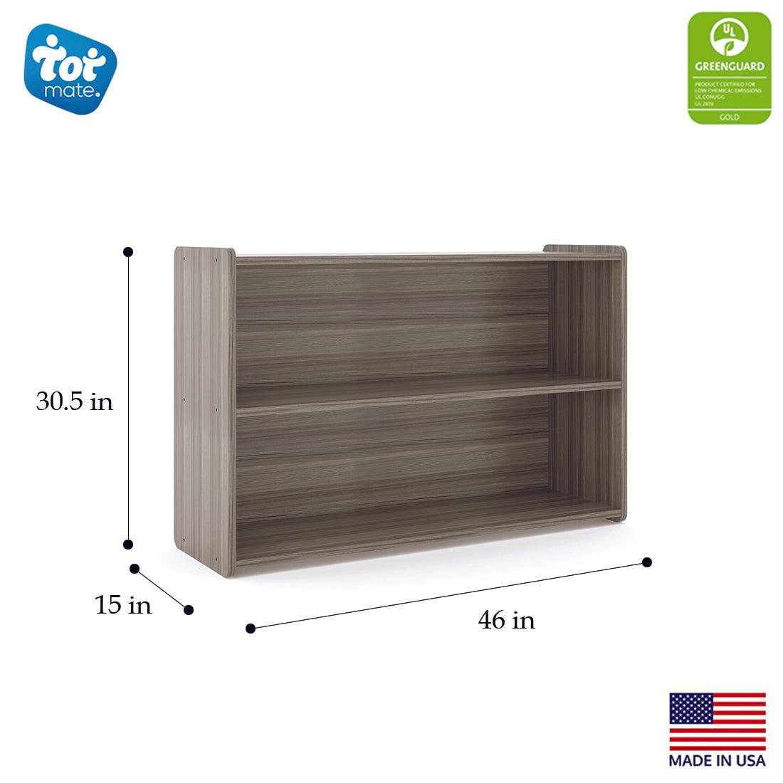 Preschool Shelf Storage, Ready-To-Assemble, Shadow Elm Gray, 30.5"H x 46"W x 15"D