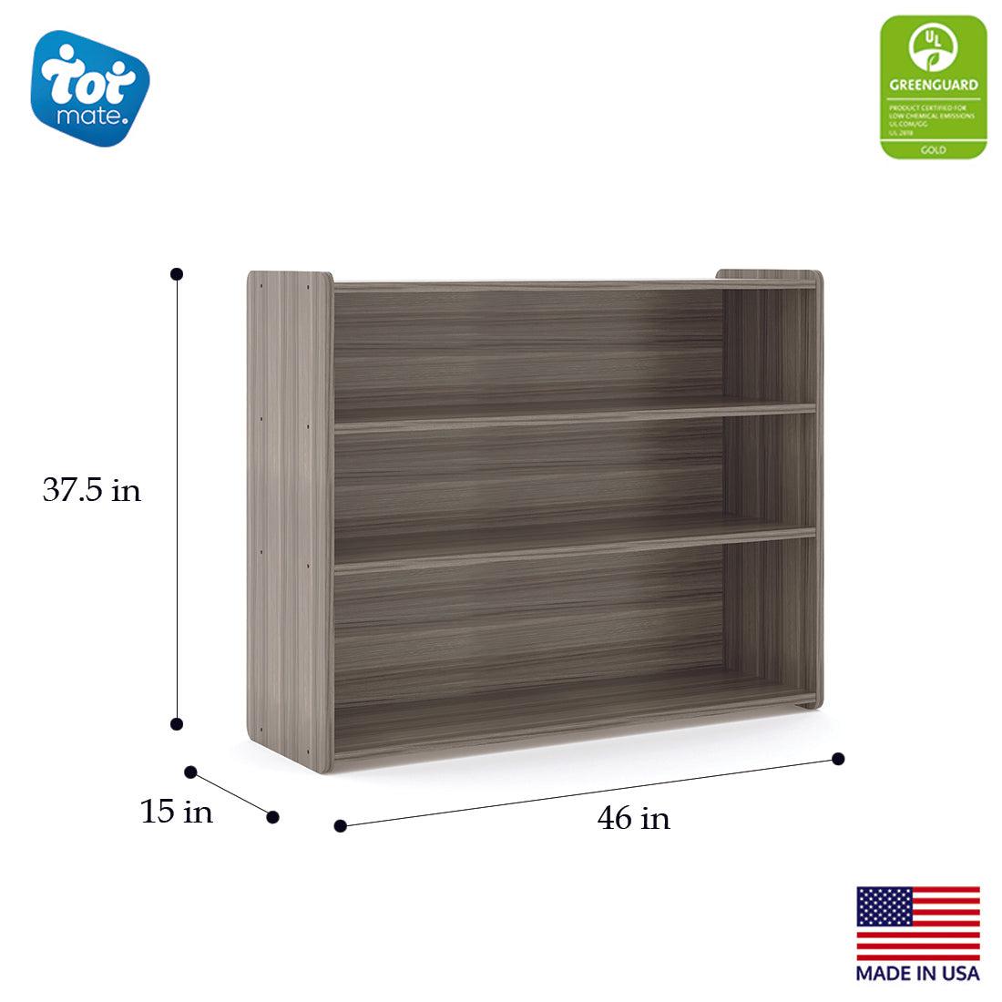 School Age Shelf Storage, Ready-To-Assemble, Shadow Elm Gray, 37.5"H x 46"W x 15"D