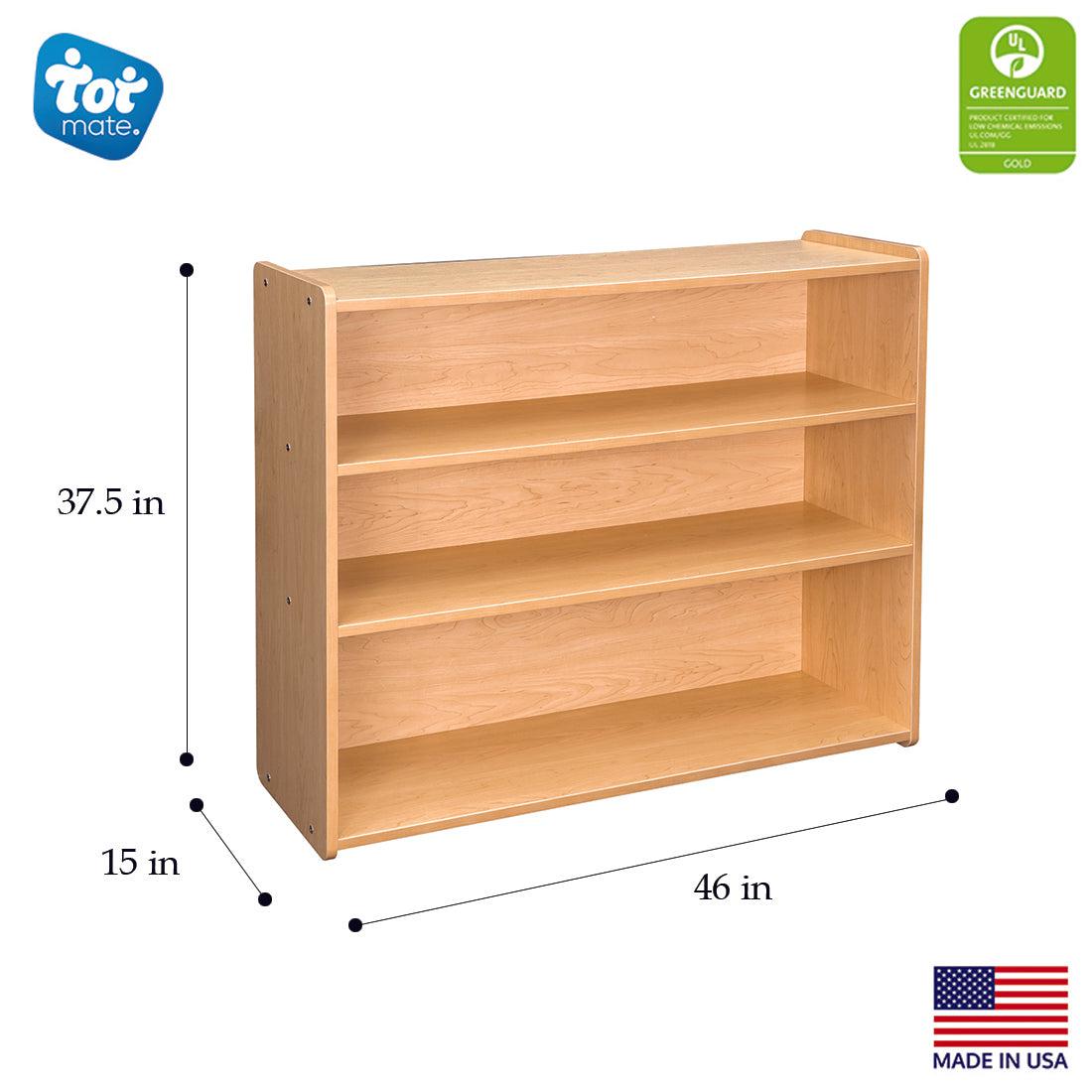 School Age Shelf Storage, Assembled, Maple/Maple, 37.5"H x 46"W x 15"D