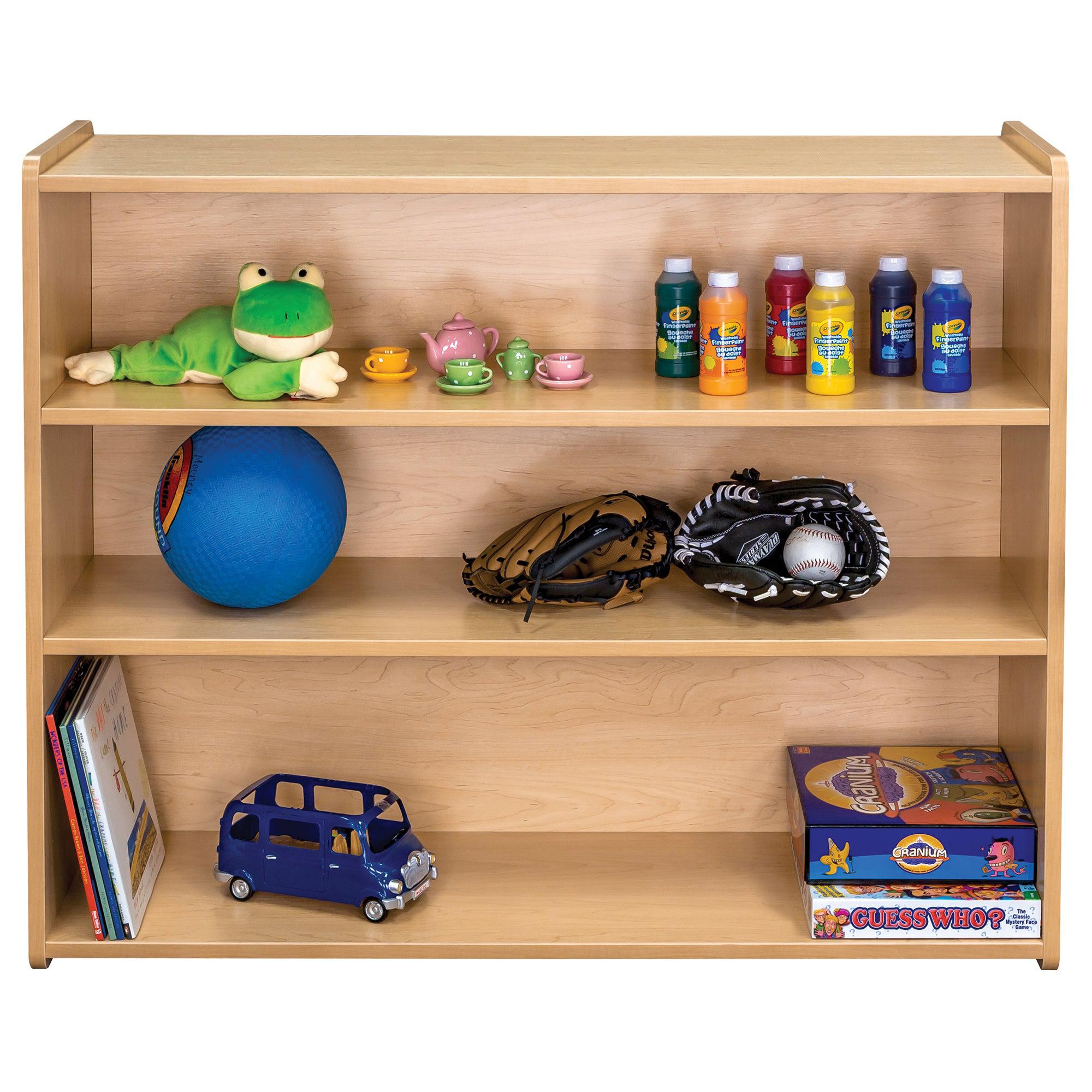 School Age Shelf Storage, Assembled, Maple/Maple, 37.5"H x 46"W x 15"D