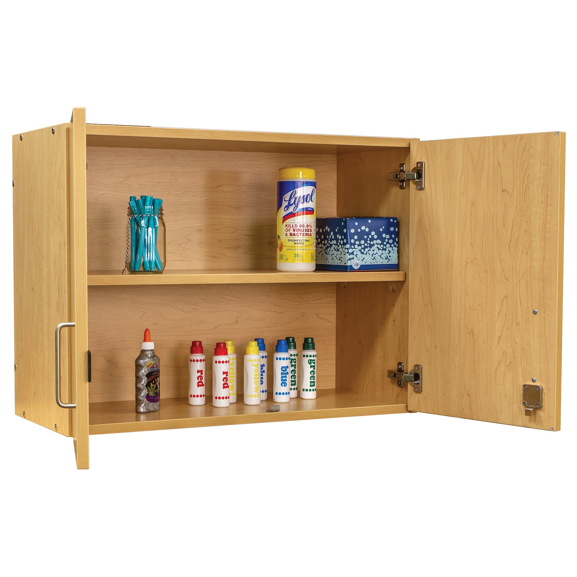 2-Level Wall Cabinet, Ready-To-Assemble, Maple/Maple, 22.5"H x 30"W x 14.5"D