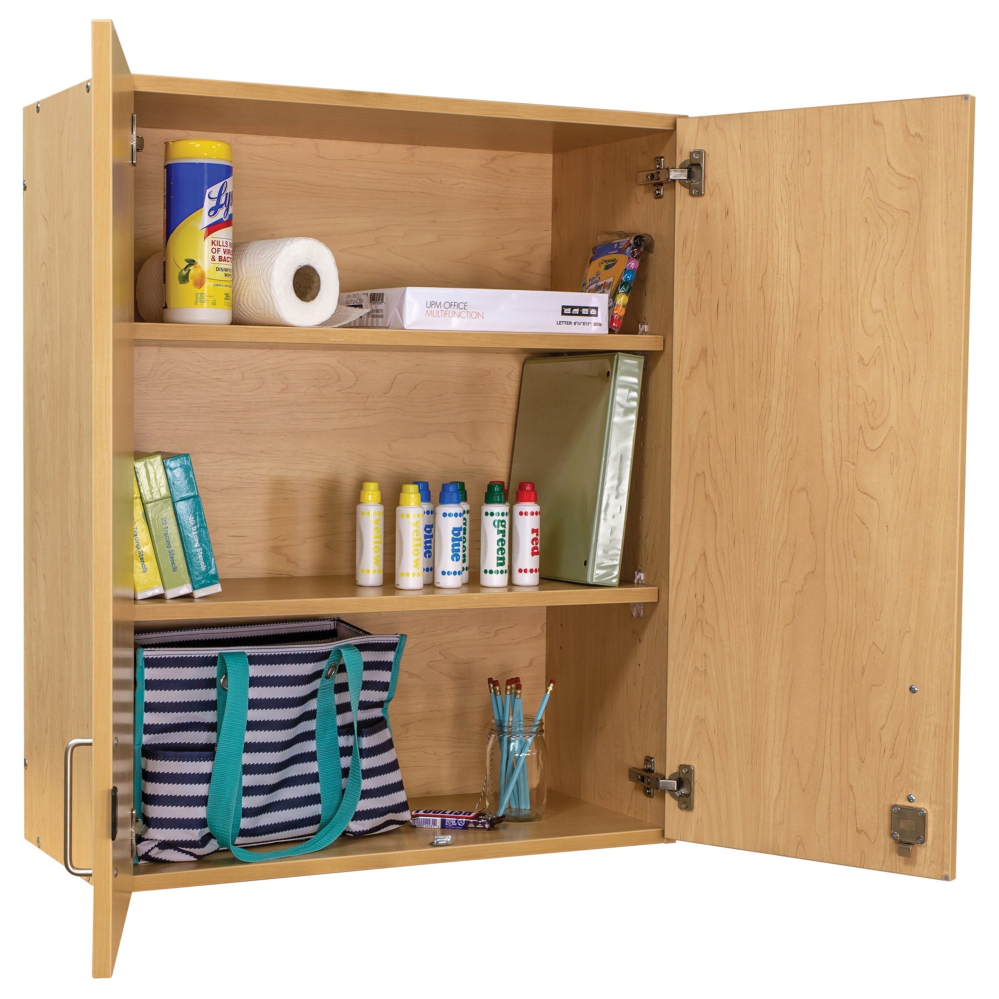 3-Level Wall Cabinet, Ready-To-Assemble, Maple/Maple, 36.5"H x 30"W x 14.5"D