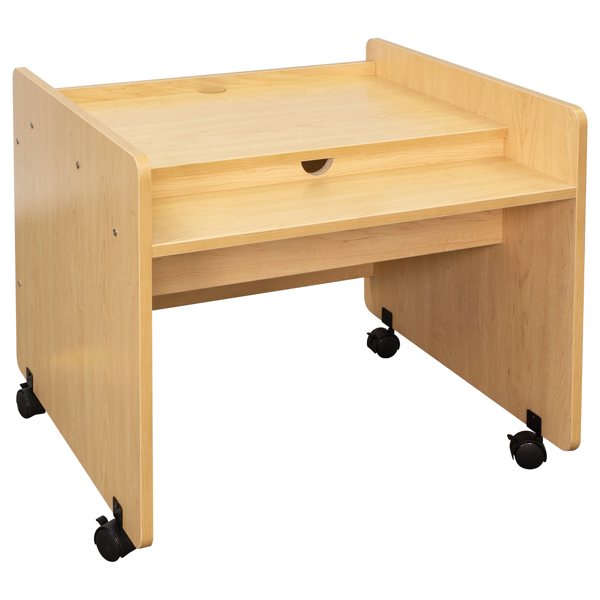 Mobile Desk, Ready-To-Assemble, Maple/Maple, 26"H x 30"W x 27.5"D
