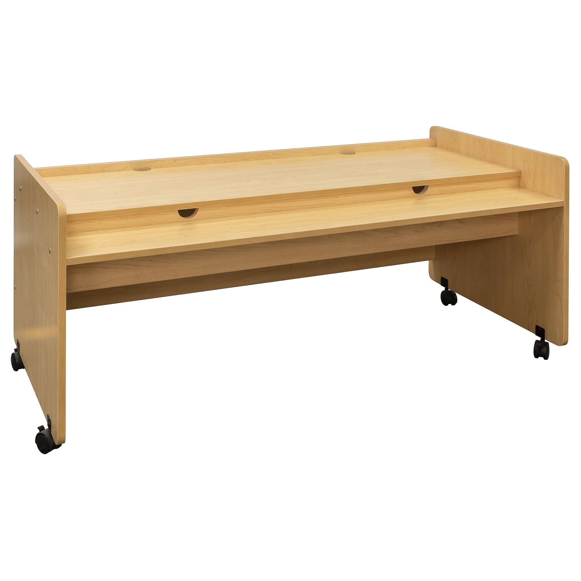 Mobile Desk, Assembled, Maple/Maple, 26"H x 60"W x 27.5"D