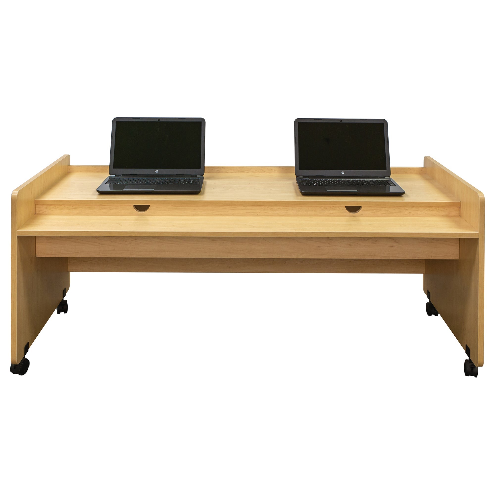 Mobile Desk, Assembled, Maple/Maple, 26"H x 60"W x 27.5"D