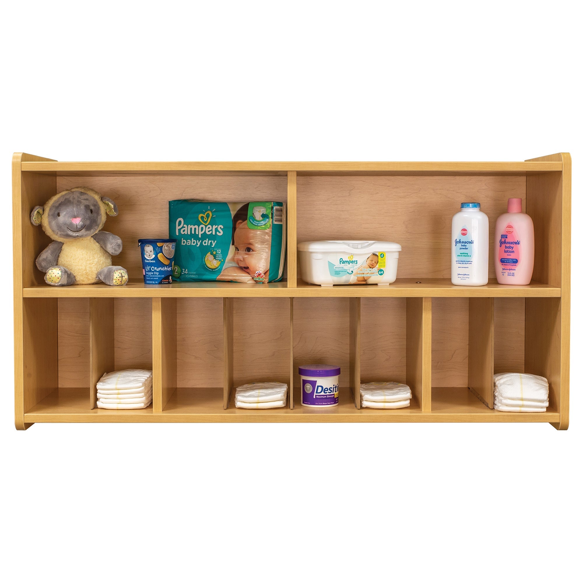 Diaper Wall Storage, Assembled, Maple/Maple, 23.5"H x 46"W x 15"D