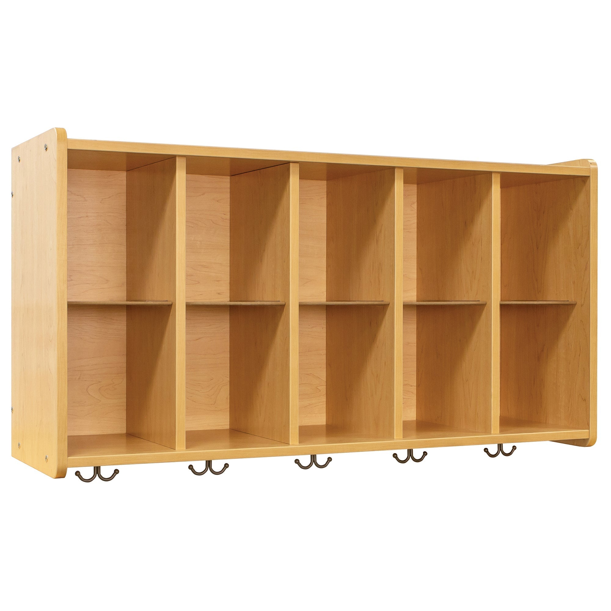 Wall Cubbie Storage, Assembled, Maple/Maple, 26"H x 46"W x 15"D