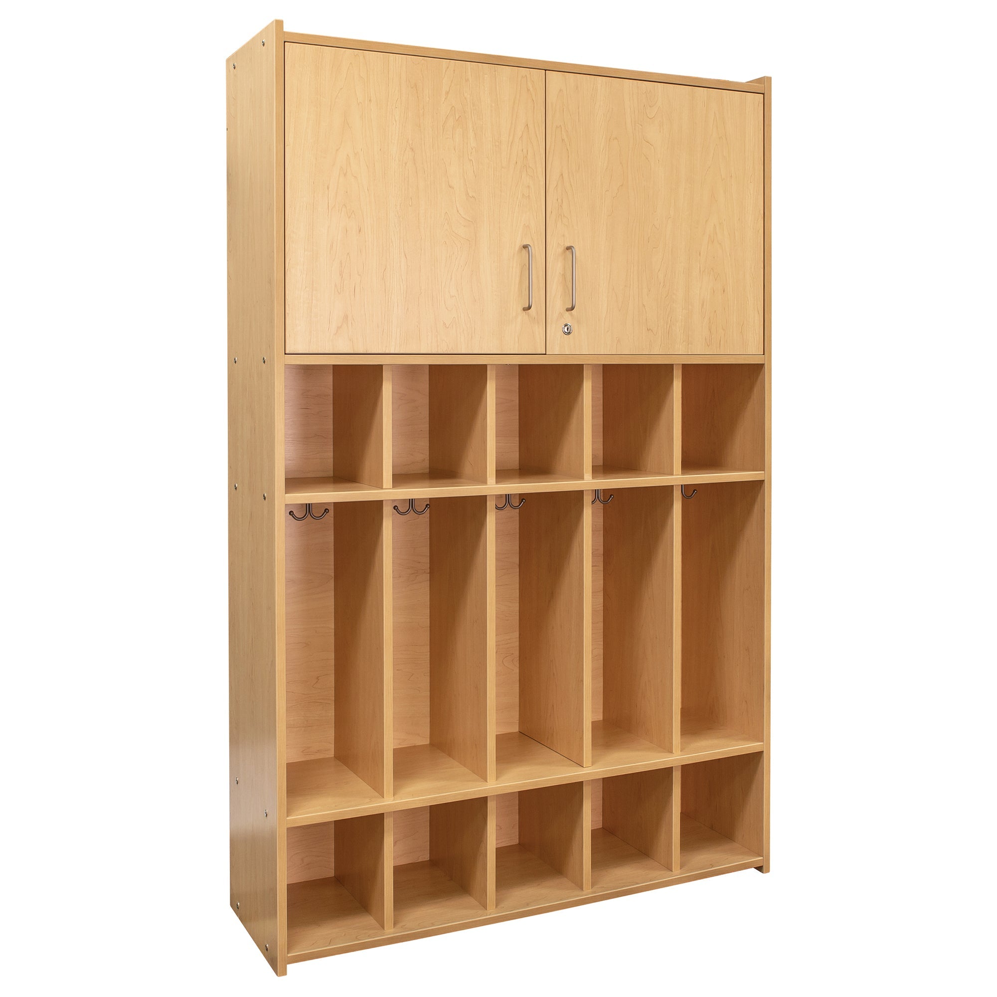 School Age Floor Locker, Assembled, Maple/Maple, 71.5"H x 46"W x 15"D