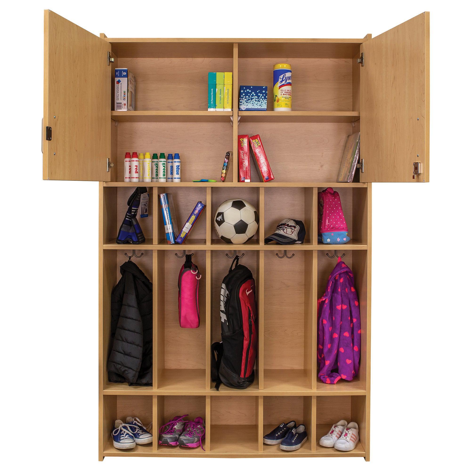School Age Floor Locker, Assembled, Maple/Maple, 71.5"H x 46"W x 15"D