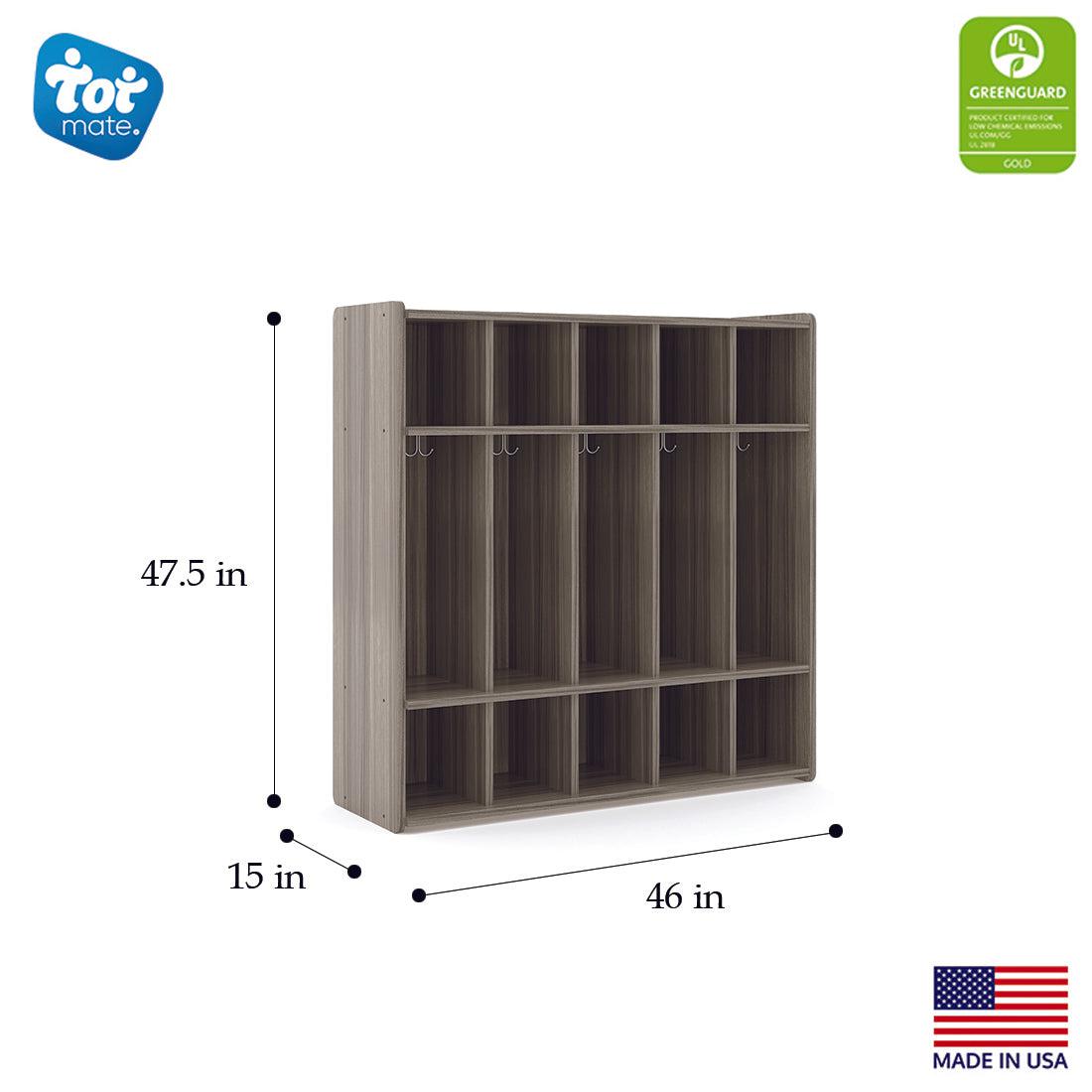 Preschool Floor Locker, Ready-To-Assemble, Shadow Elm Gray, 47.5"H x 46"W x 15"D