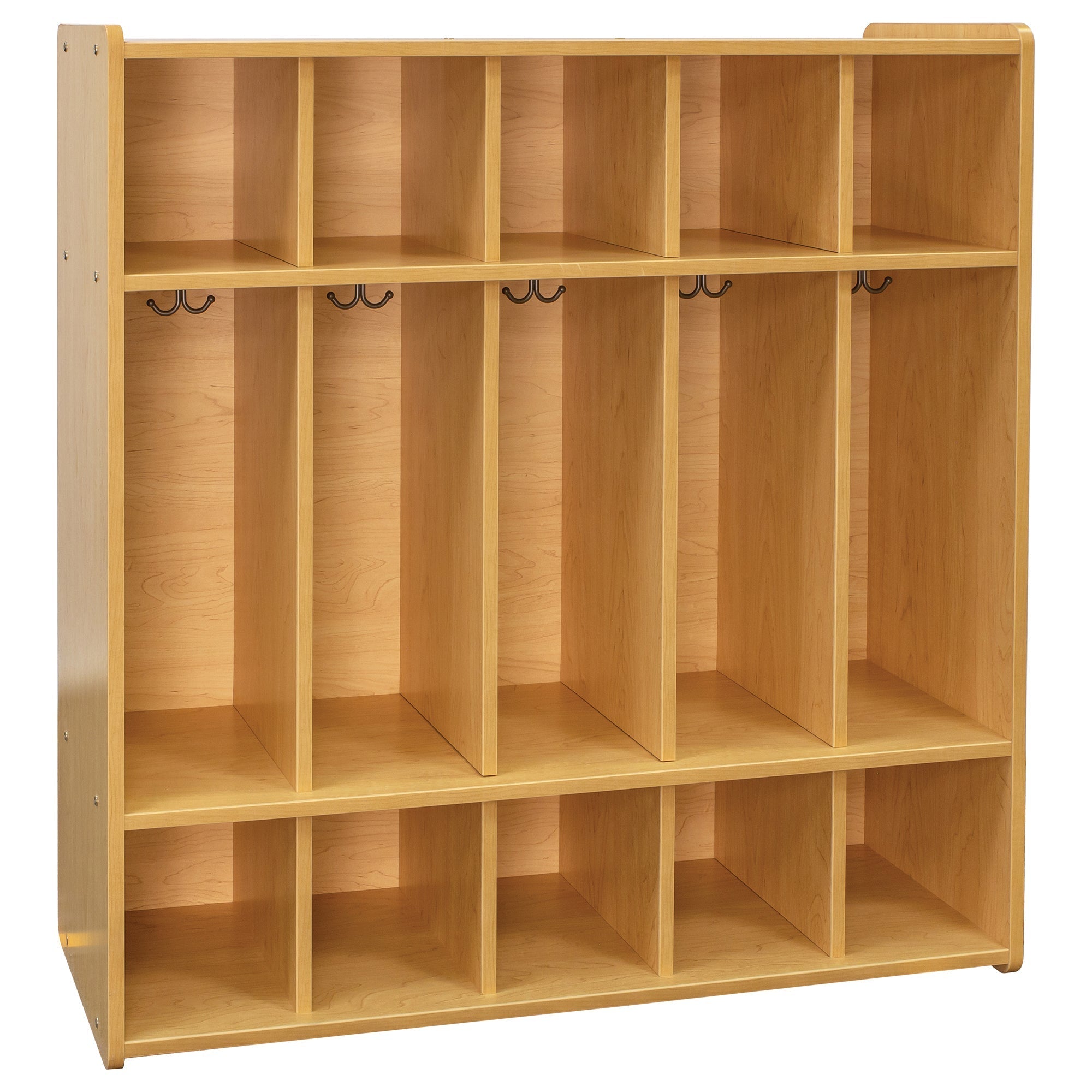 Preschool Floor Locker, Assembled, Maple/Maple, 47.5"H x 46"W x 15"D