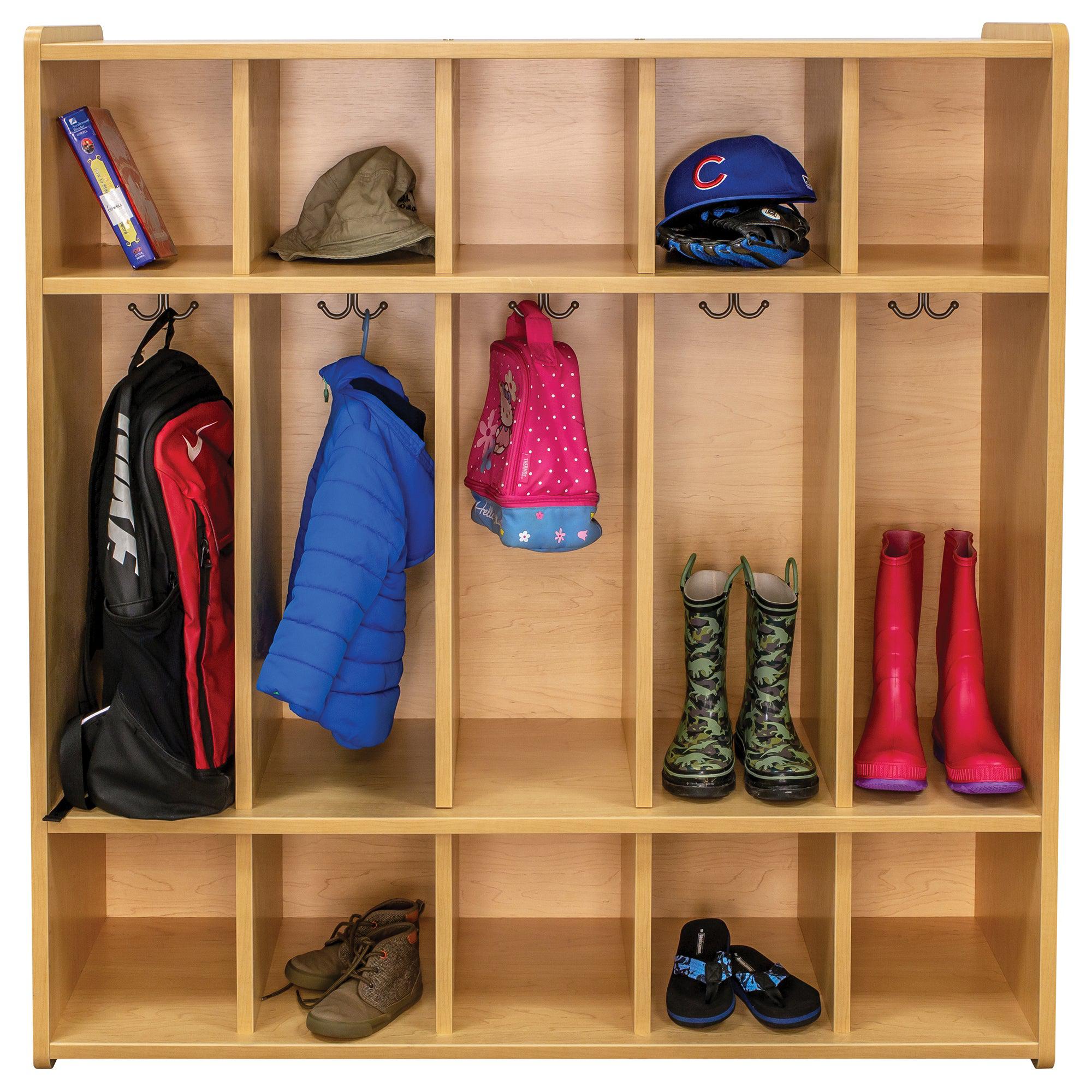 Preschool Floor Locker, Assembled, Maple/Maple, 47.5"H x 46"W x 15"D
